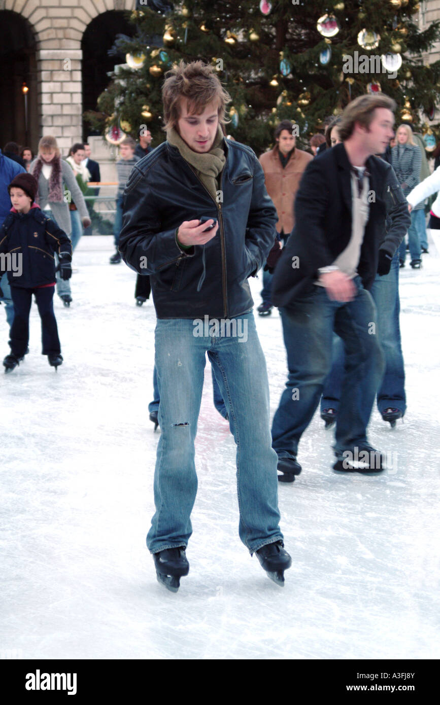 Skaters at the annual ice rink at Somerset House London Stock Photo - Alamy