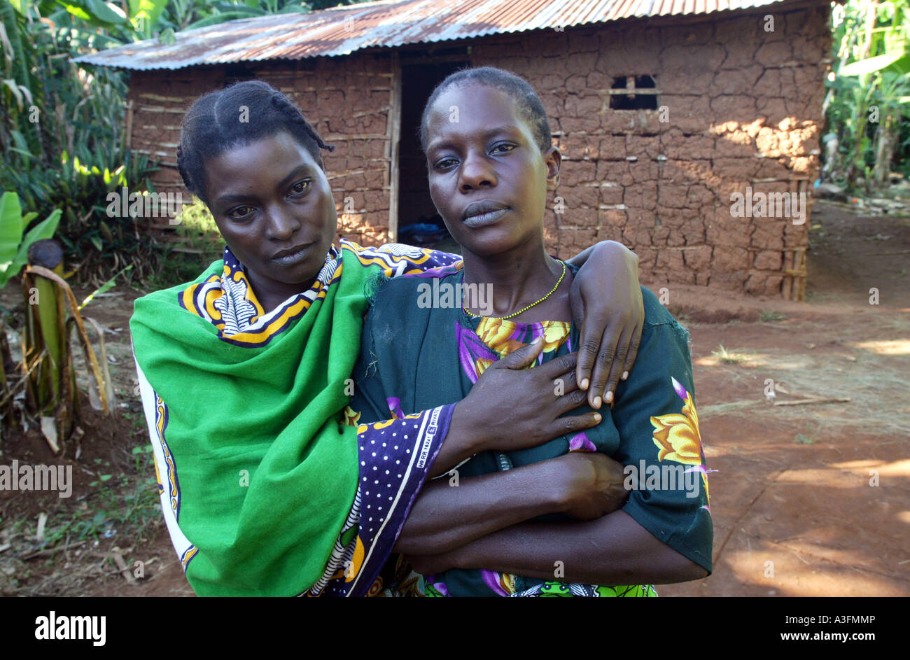 Two HIV positive sisters, Tanzania Stock Photo