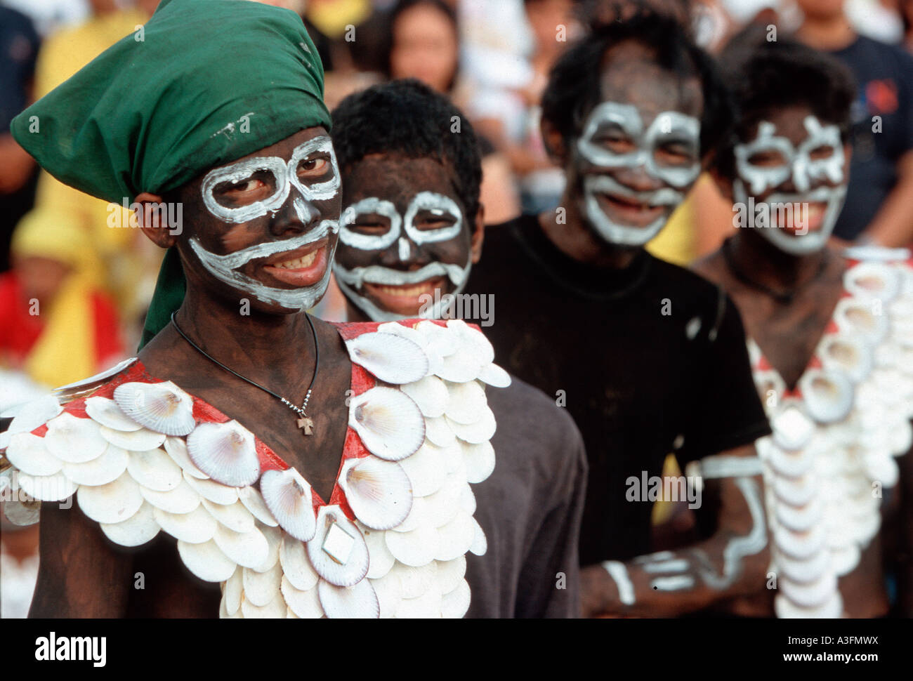 Philippines, Aklan, Kalibo, young dancer at the Ati Atihan festival Stock Photo