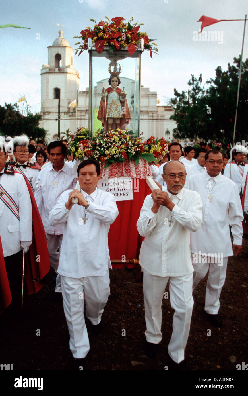 Philippines, Aklan, Kalibo, Shrine with the holy figure Saint Nino at Ati Atihan festival Stock Photo