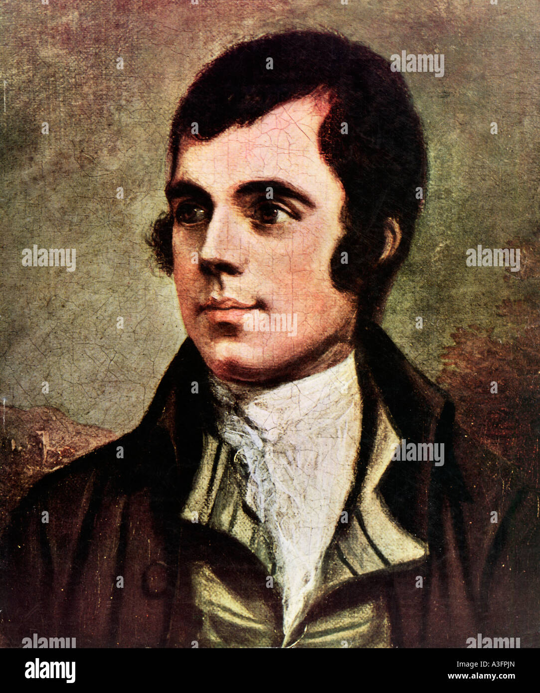 Robbie Burns, the famous 1787 portrait painting of the national poet of Scotland by Alexander Naysmith Stock Photo