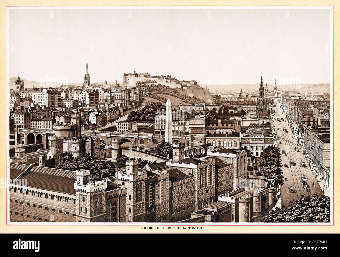 Edinburgh From The Calton Hill in this steel engraving taken from an
