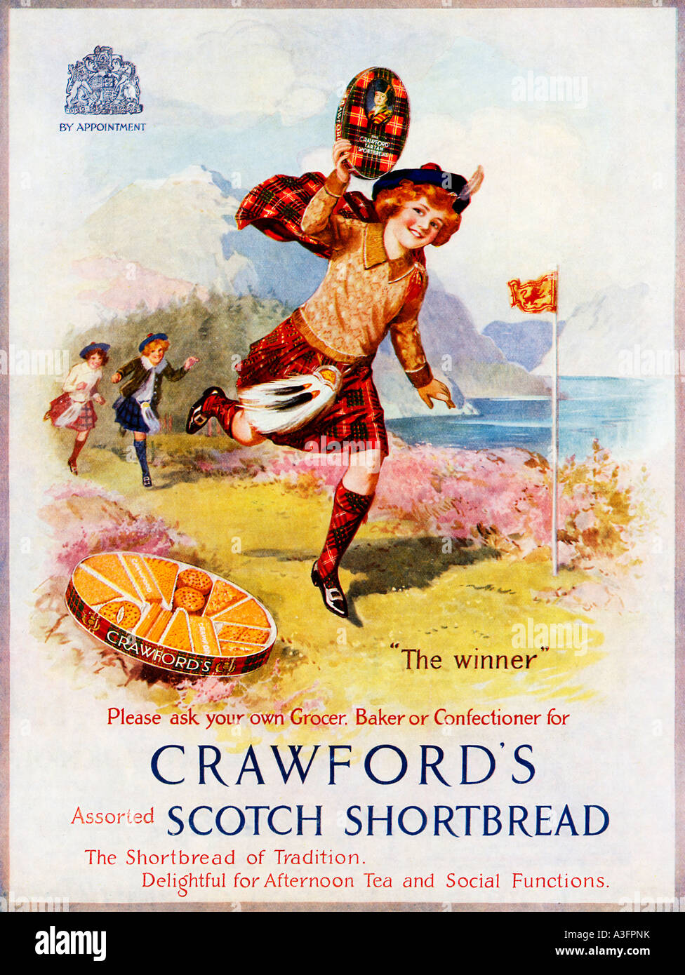 Crawfords Scotch Shortbread 1930 advert for the biscuit Delightful for Afternoon Tea and Socal Functions Stock Photo