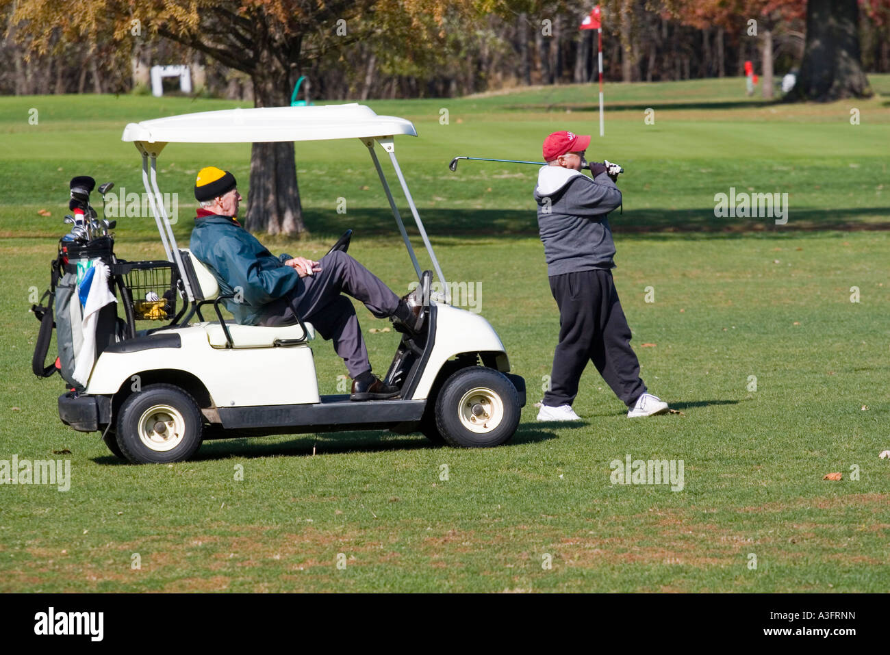 Davenport Iowa USA Golfing on Credit Island park October 2006 Stock Photo