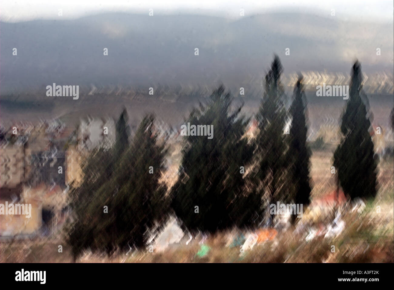 Israel the Lower Galilee A view from Nazareth Digitally manipulated image with motion blur and fuzziness Stock Photo