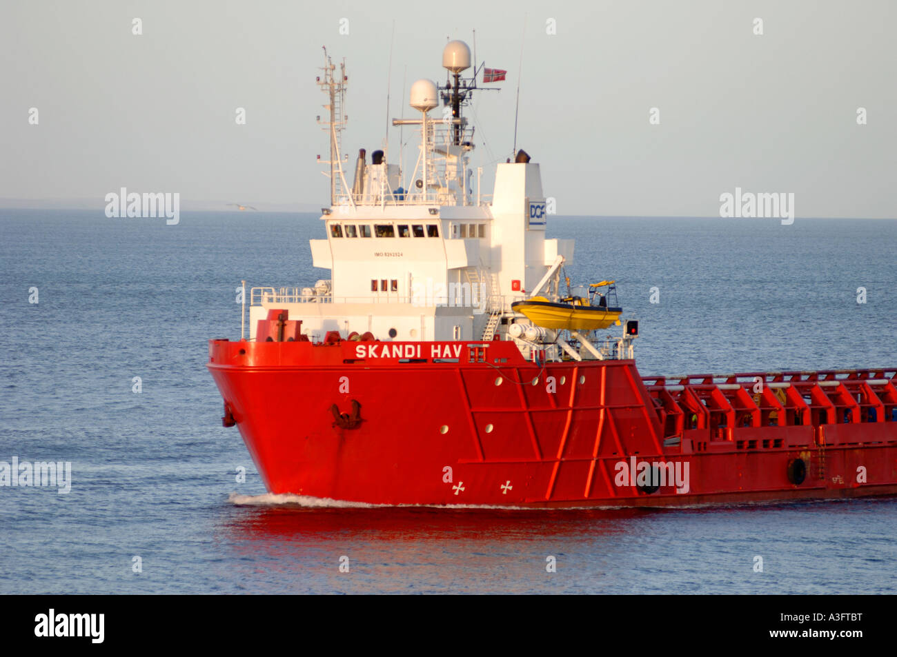 North Sea Oil Supply boat Approaching Aberdeen Harbour. Grampian