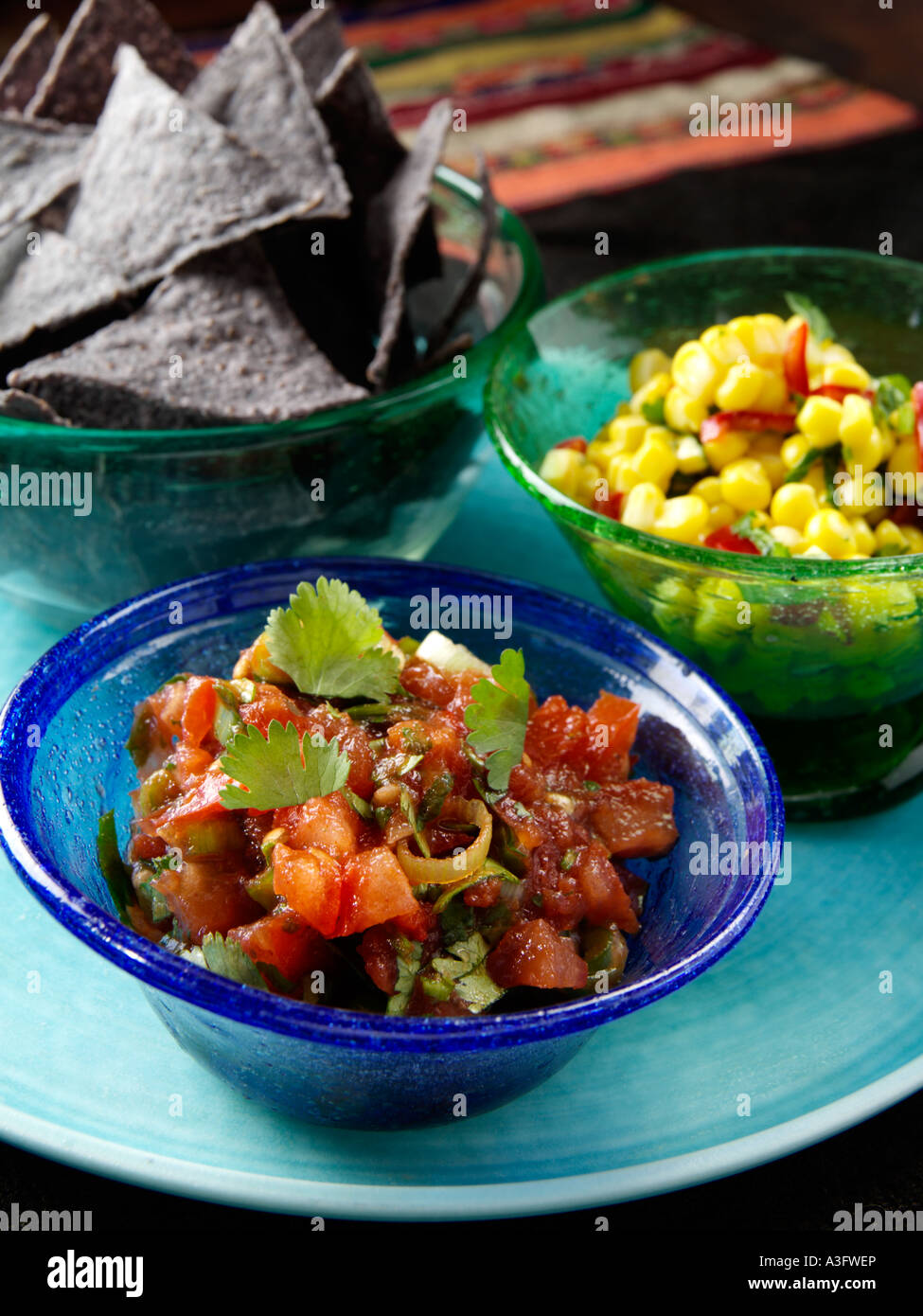 Mexican tortilla chips with salsa editorial food Stock Photo - Alamy