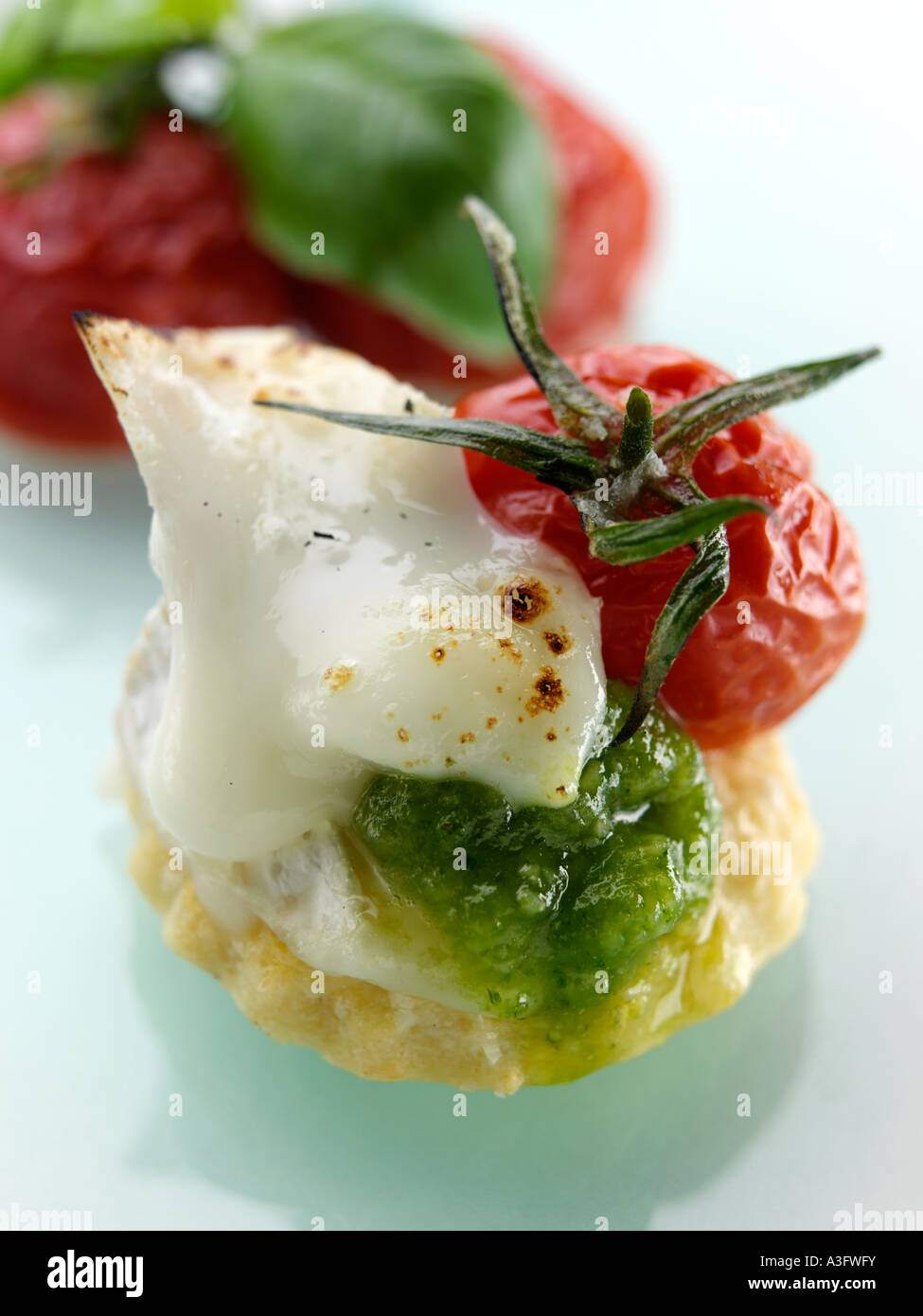 Goats cheese tartlet canape close up vegetarian editorial food Stock Photo