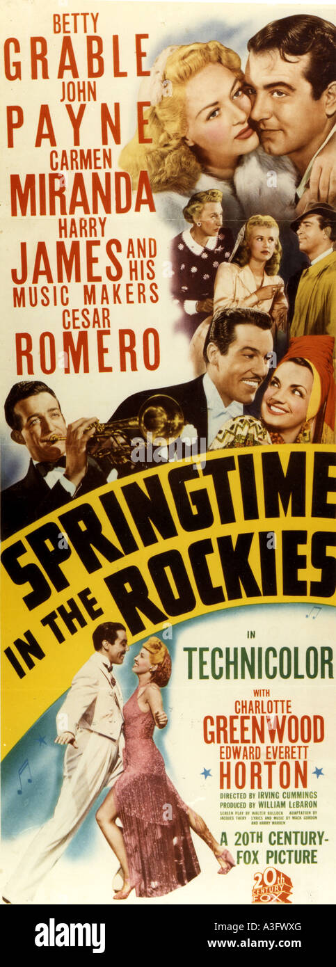 SPRINGTIME IN THE ROCKIES poster for 1942 TCF film musical with Betty Grable, Carmen Miranda and John Payne Stock Photo