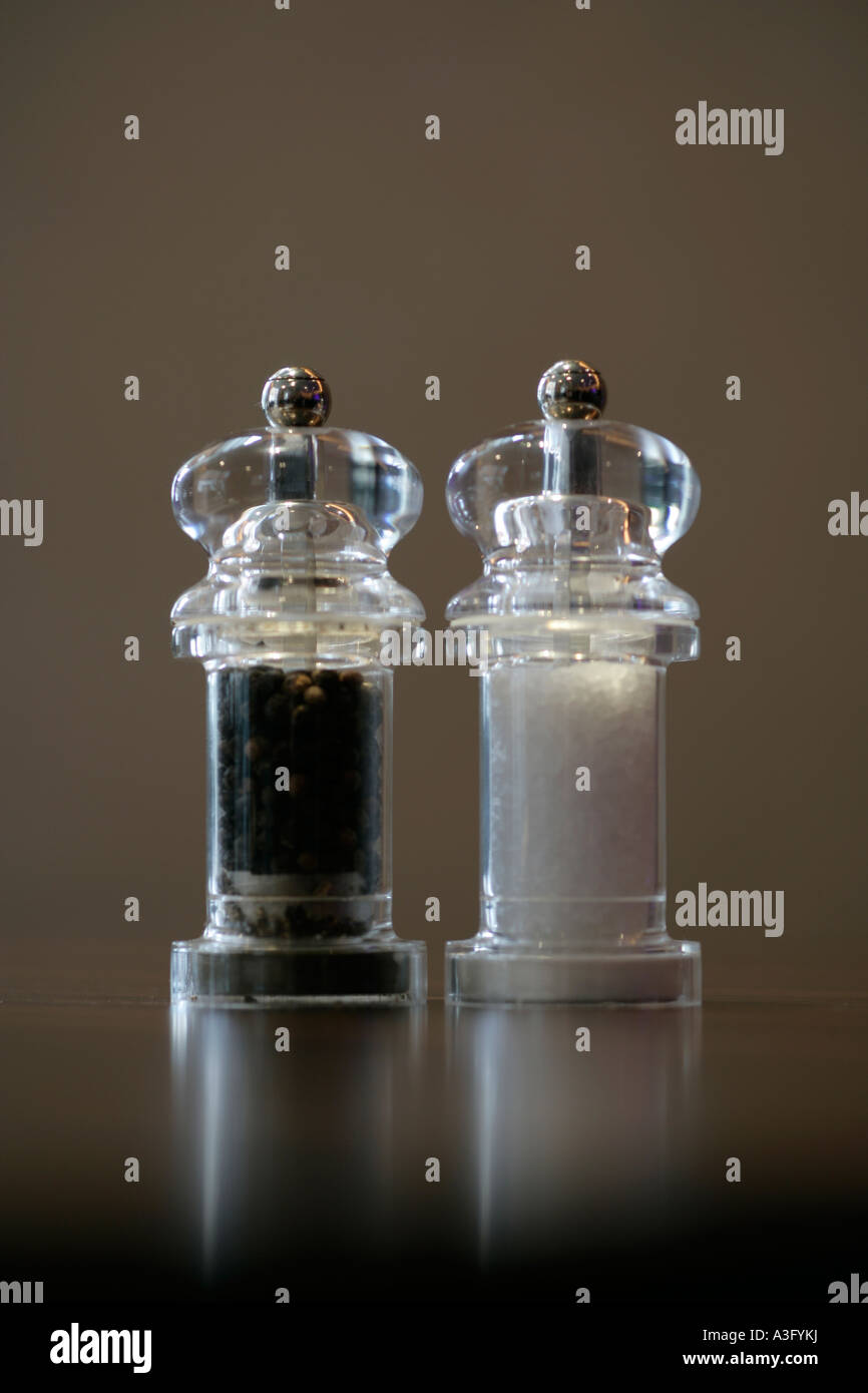 Salt and pepper cellars Stock Photo