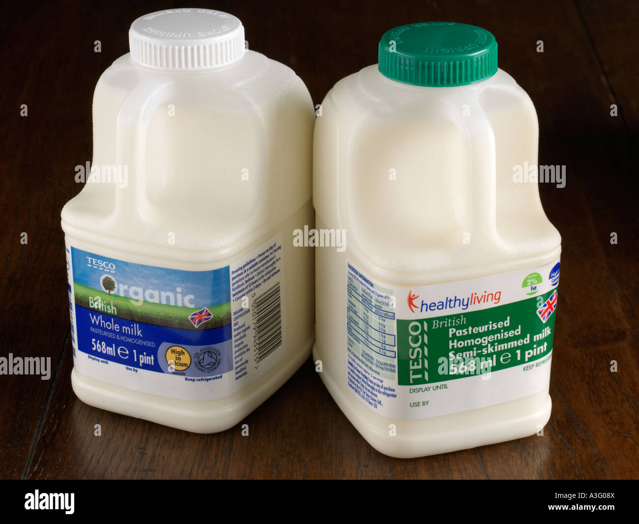Plastic pint organic milk containers hires stock photography and