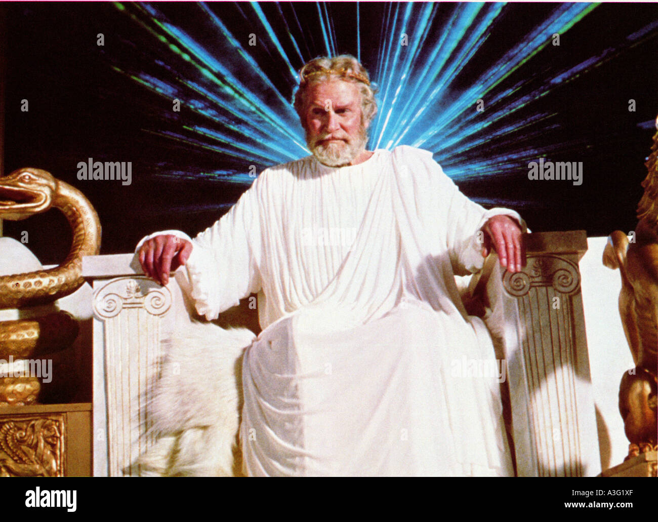 CLASH OF THE TITANS 1981 MGM film with Laurence Olivier as Zeus Stock Photo