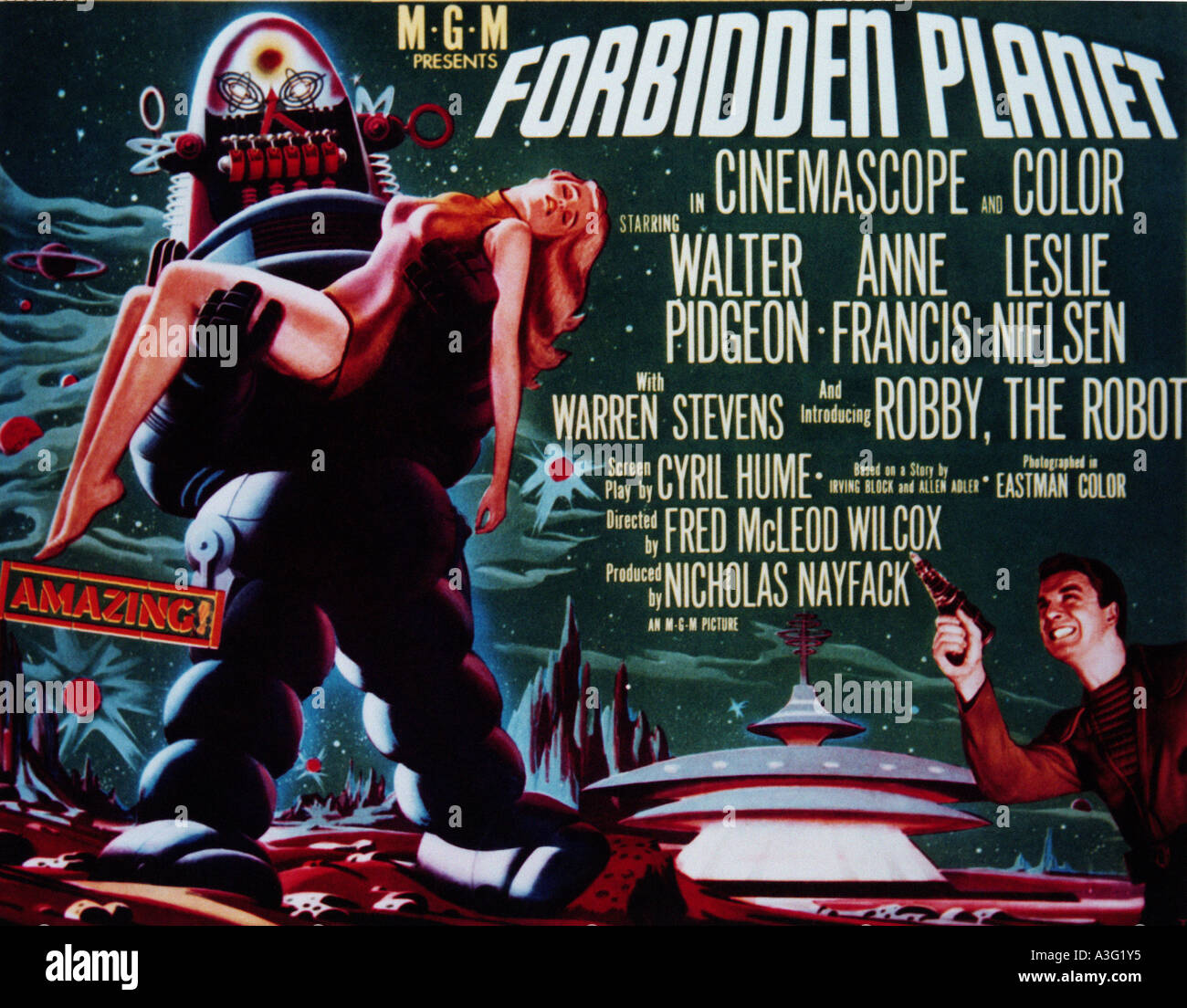 FORBIDDEN PLANET poster for the 1956 MGM film Stock Photo