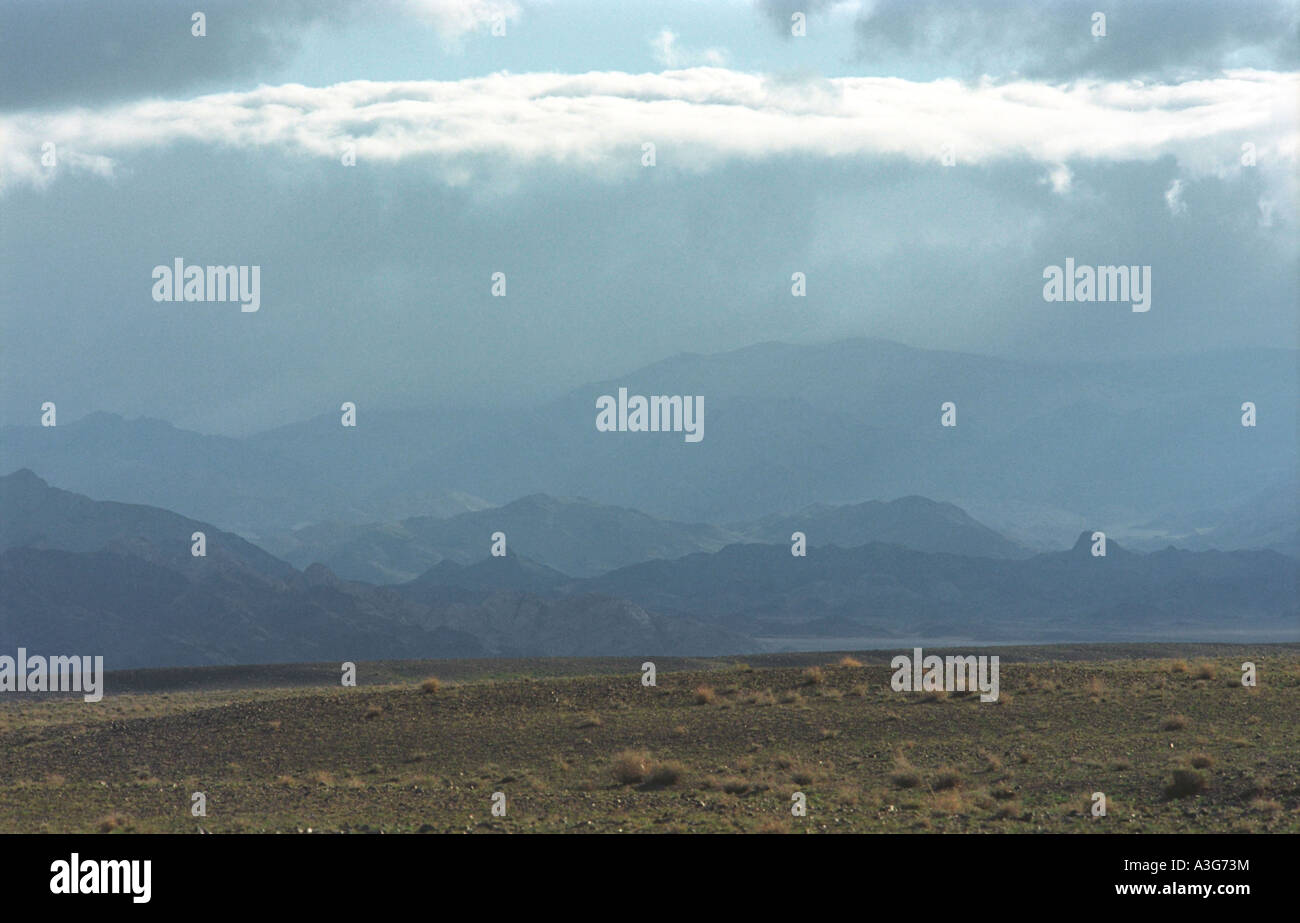 Highland steppe. Khyargas Nuur lake bank.  Uvs aimag (province). Mongolia Stock Photo