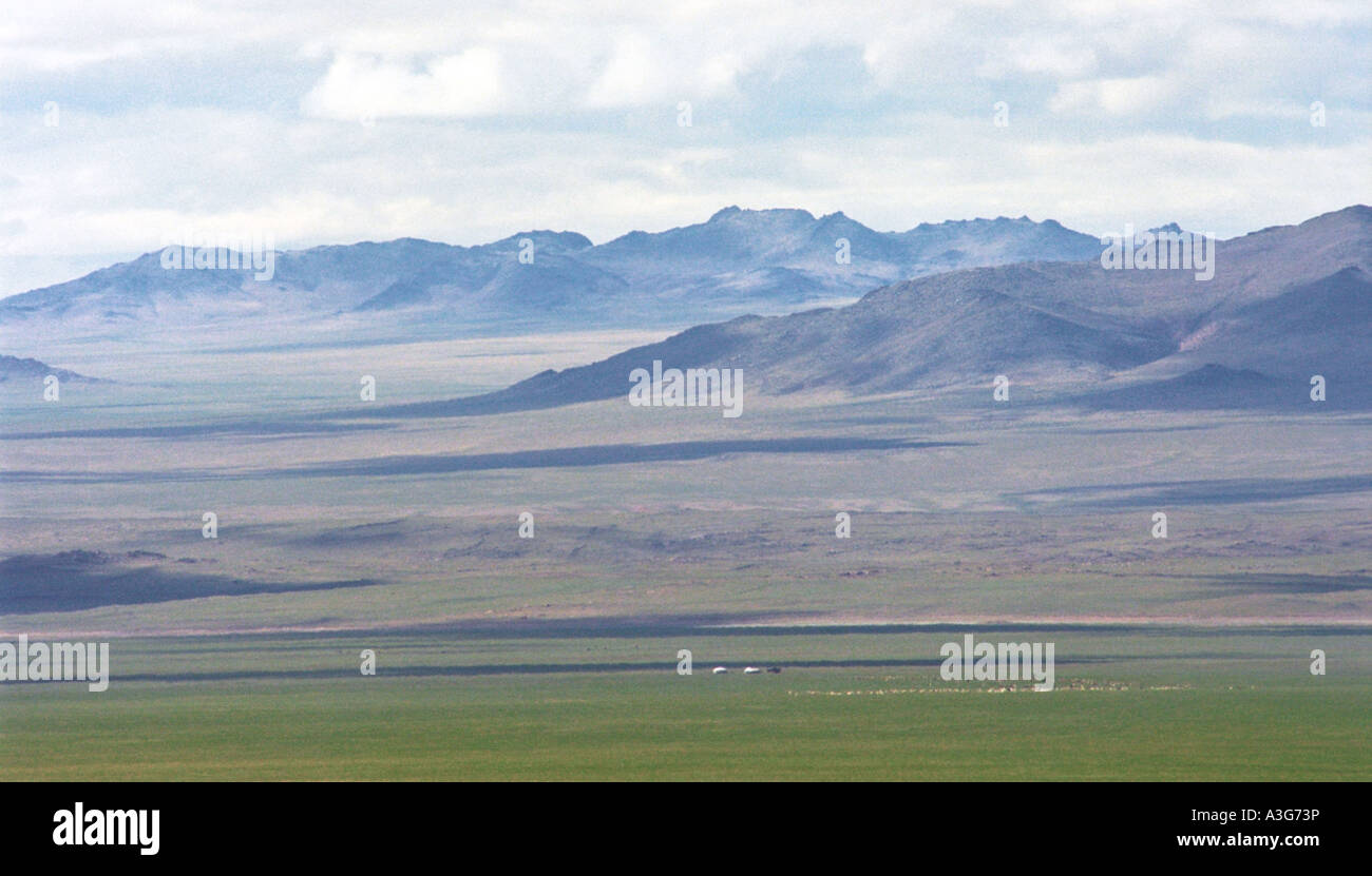 Highland steppe. Khyargas Nuur lake nearby.  Uvs aimag (province). Mongolia Stock Photo