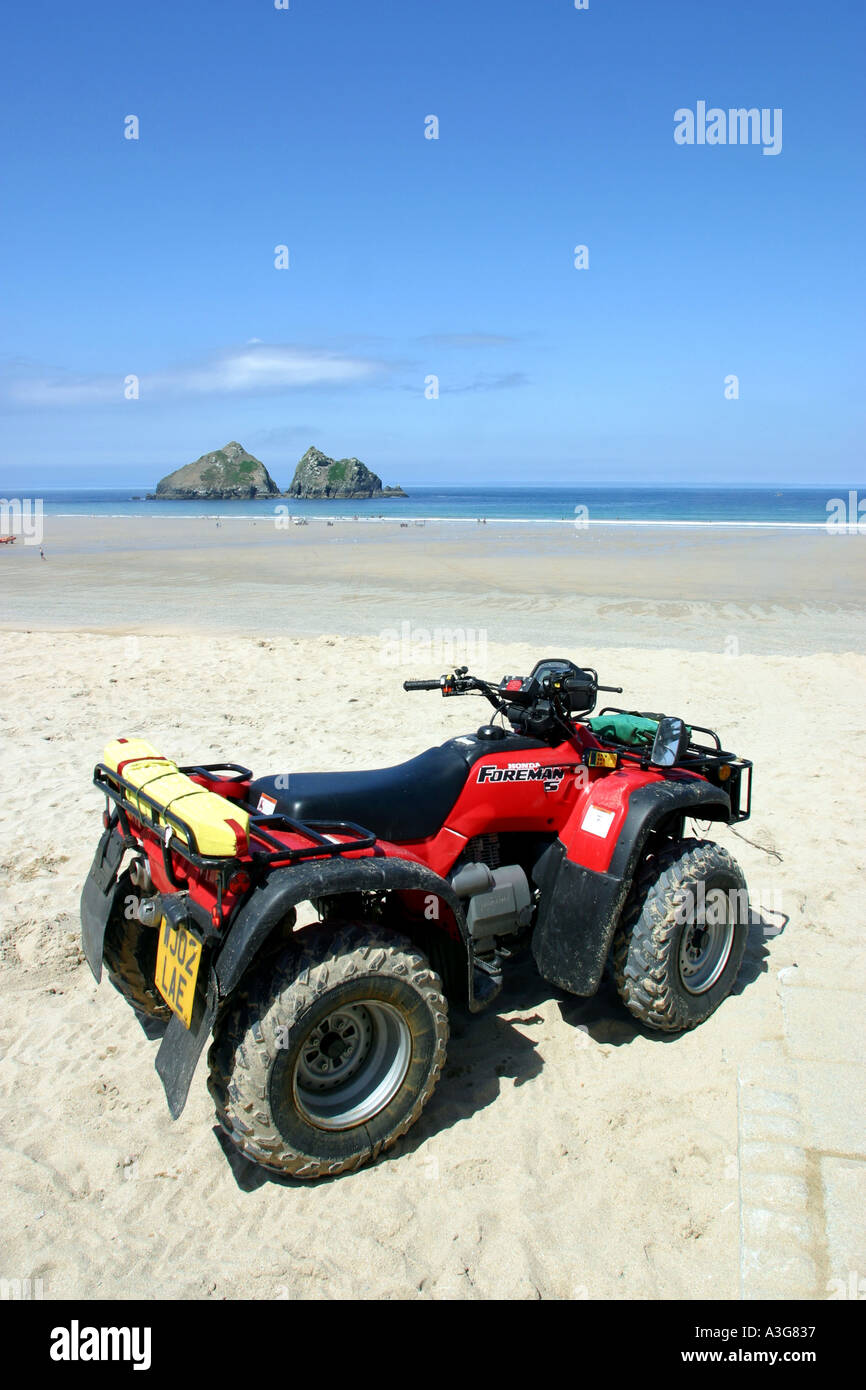 ATV quad bike at Holywell Bay Cornwall UK Stock Photo Alamy