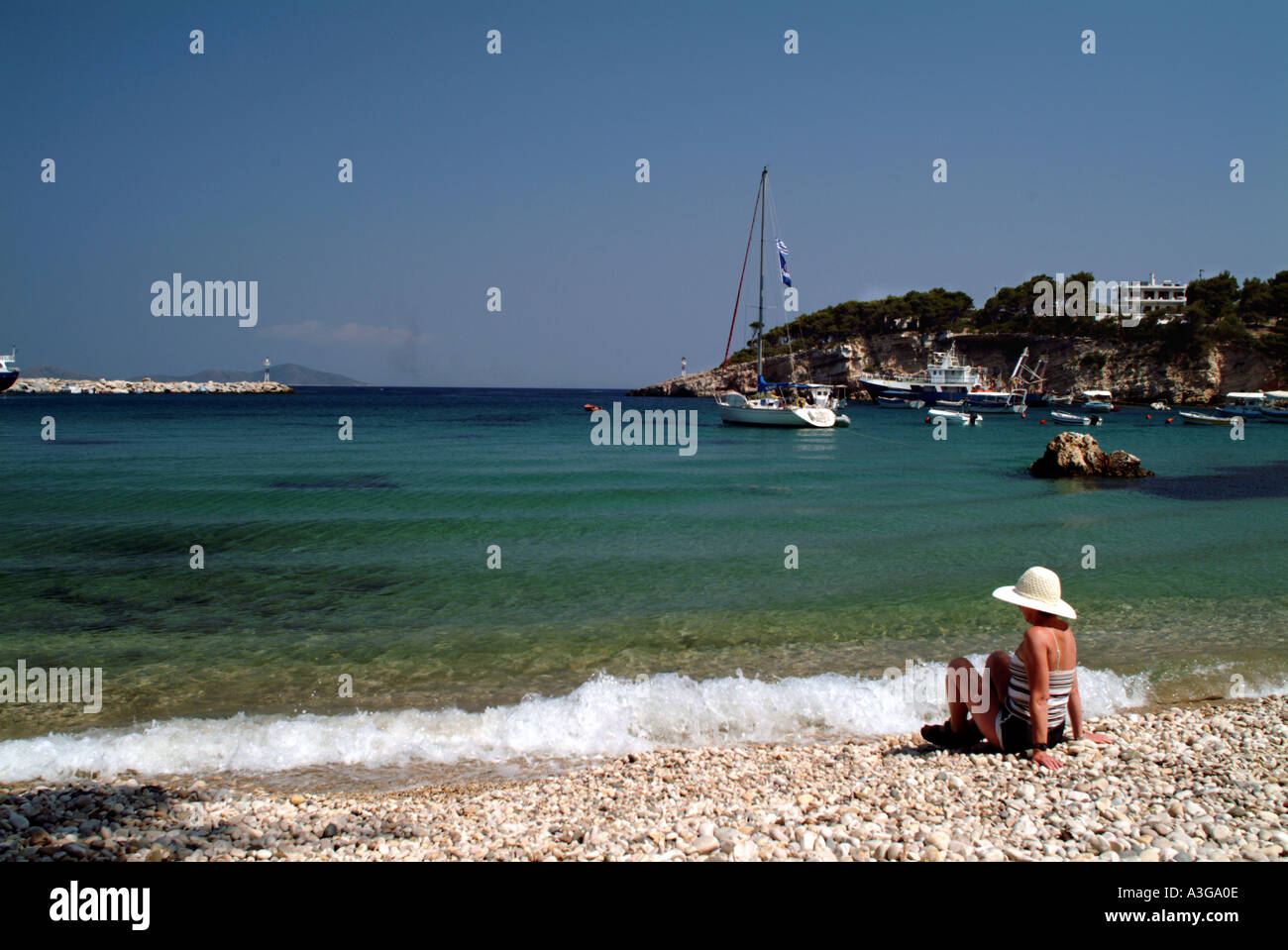 Beach at Patitiri Alonissos island Greece Stock Photo - Alamy