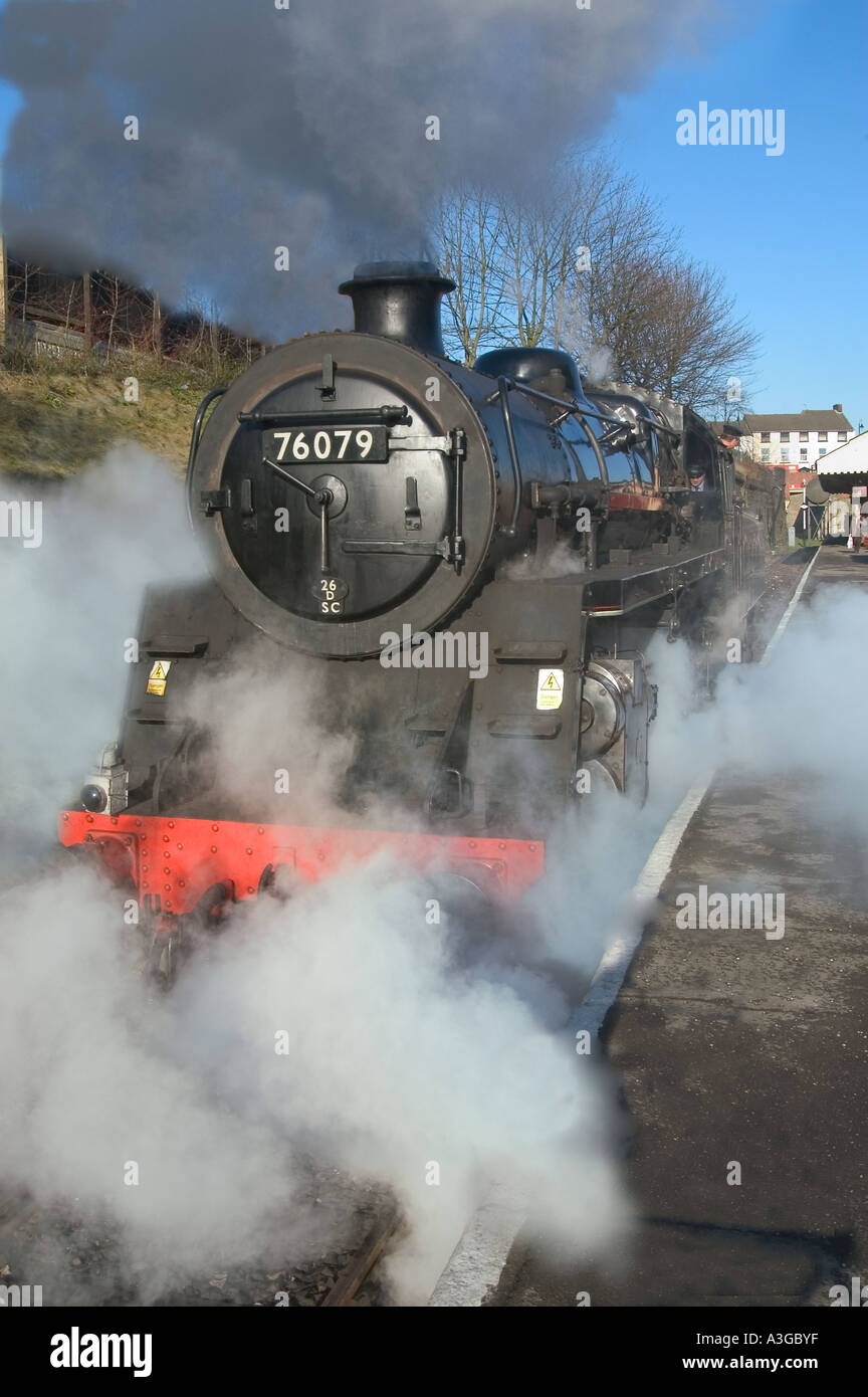 East Lancs Railway steam train Bury Station Stock Photo