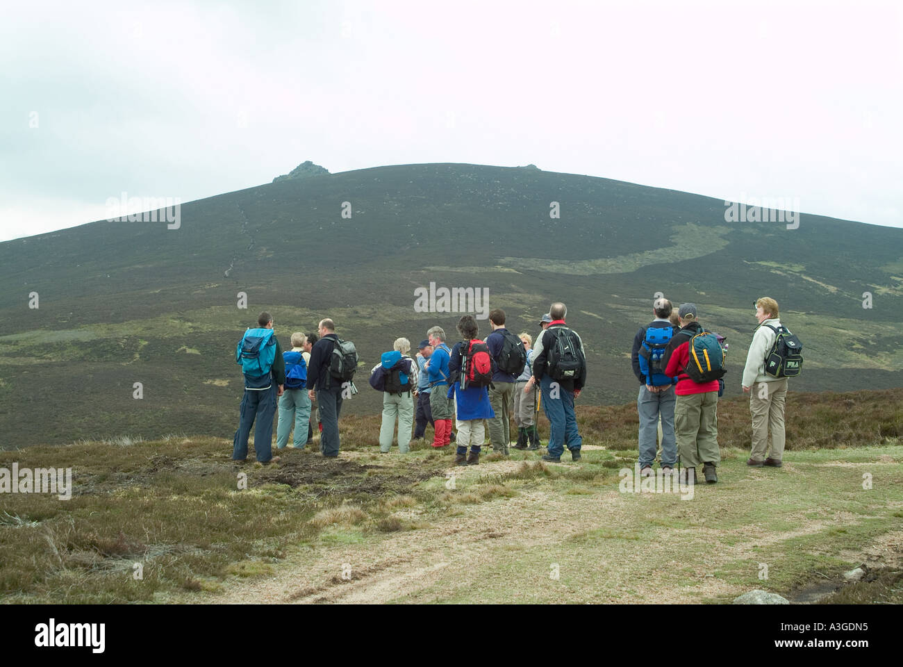 Hillwalking club at rest Stock Photo