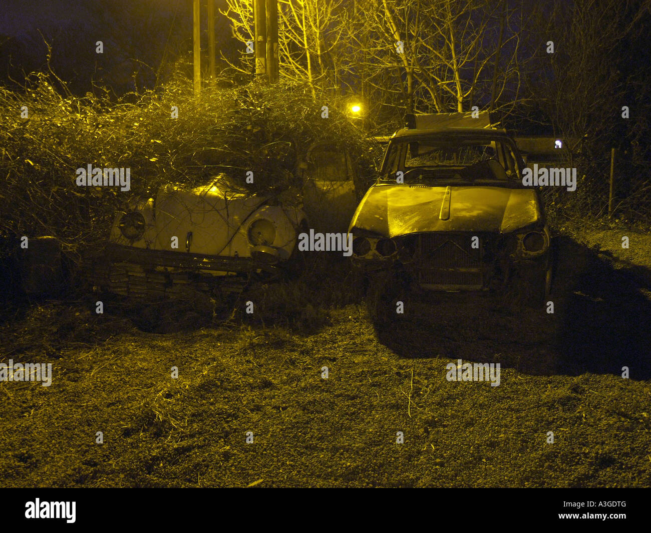 two old cars at night Stock Photo - Alamy