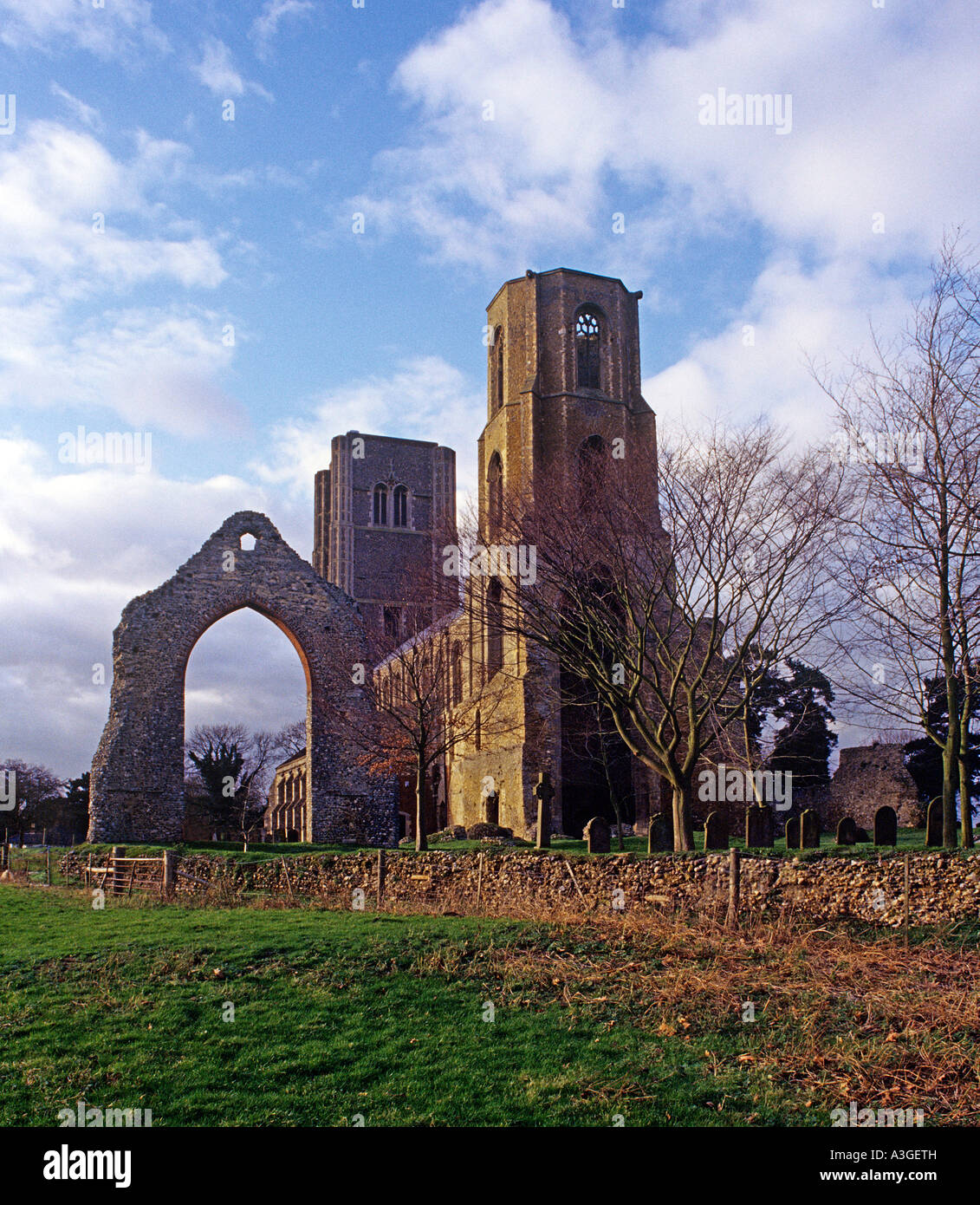 Abbey Church of St Mary and St Thomas of Canterbury at Wymondham in Norfolk Stock Photo