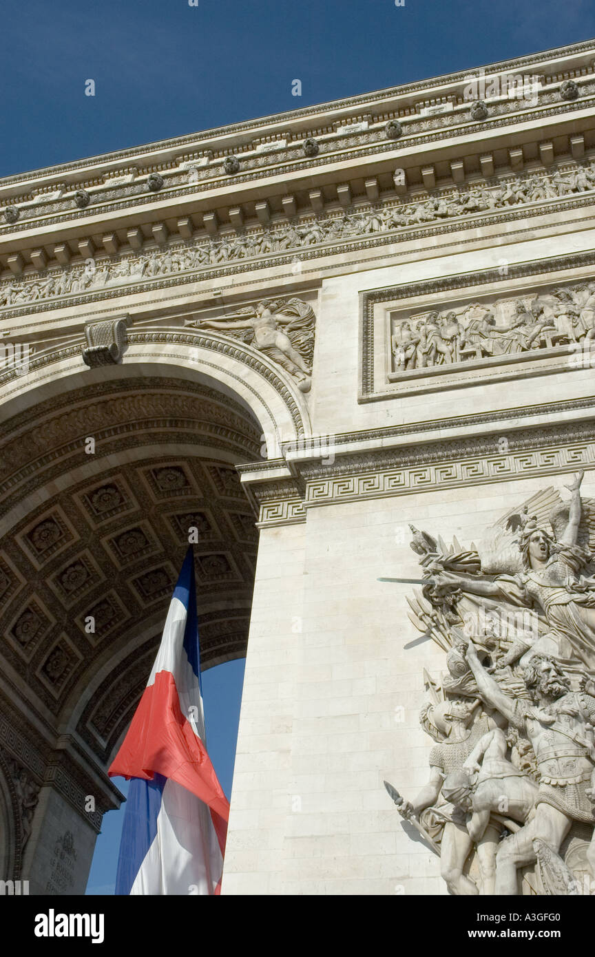 close up of the arc de triomphe in paris france Stock Photo