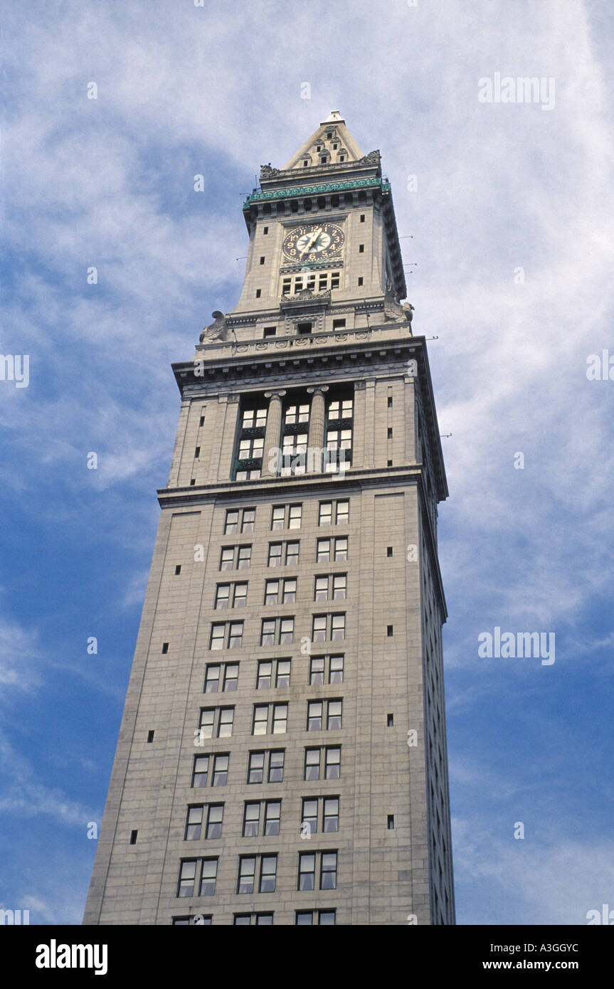 Looking up at the Customs House Tower in Boston, Massachusetts Stock Photo