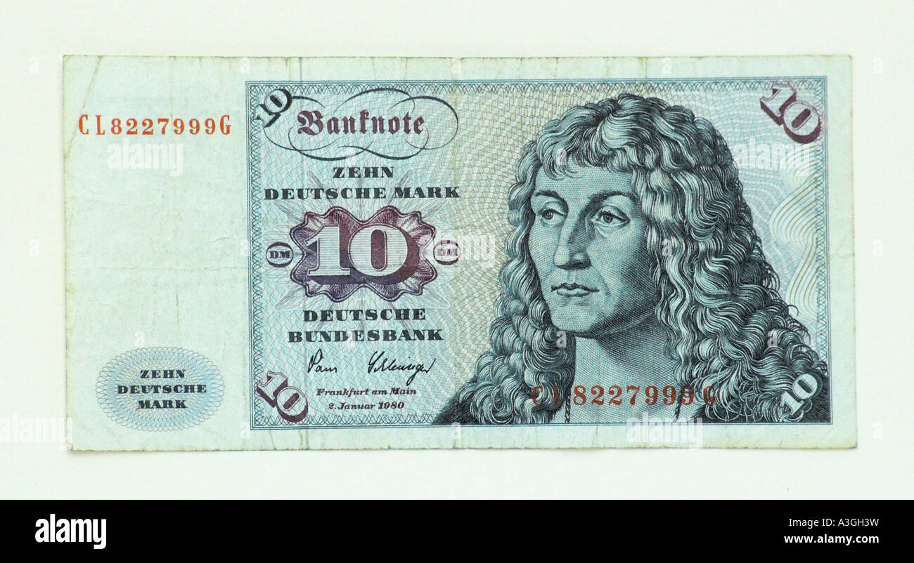 Germany 10 Deutsche Mark Note Stock Photo