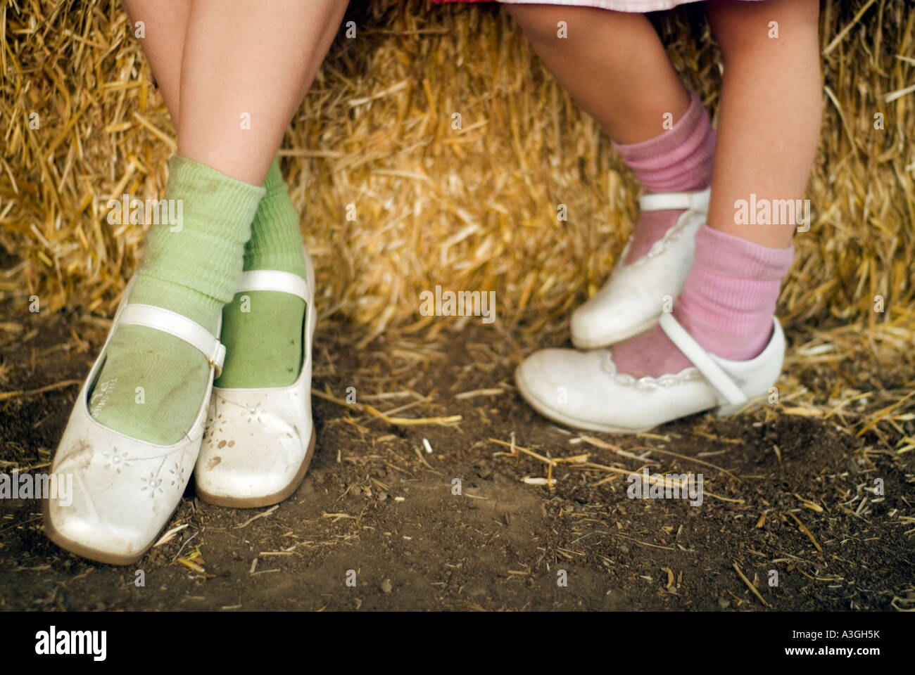 Close up of young girl's party shoes Stock Photo