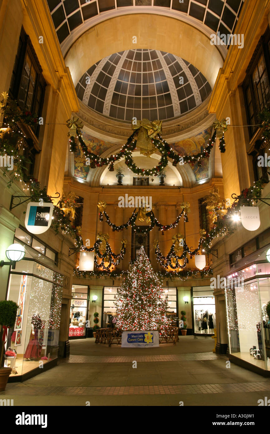 Christmas decorations in the Exchange arcade City Of Nottingham over