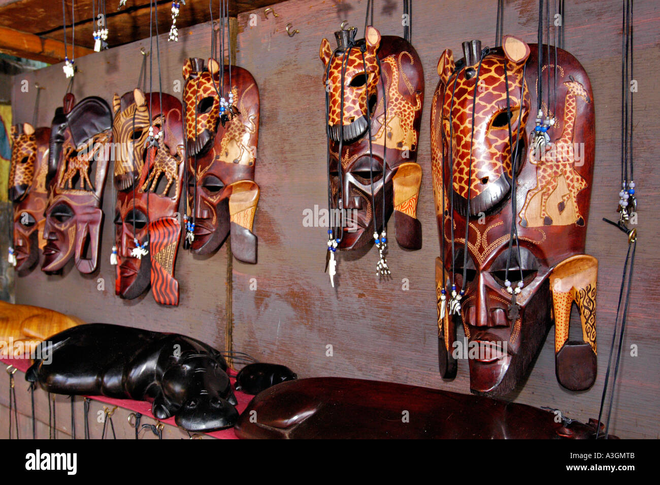 African masks on display Stock Photo Alamy