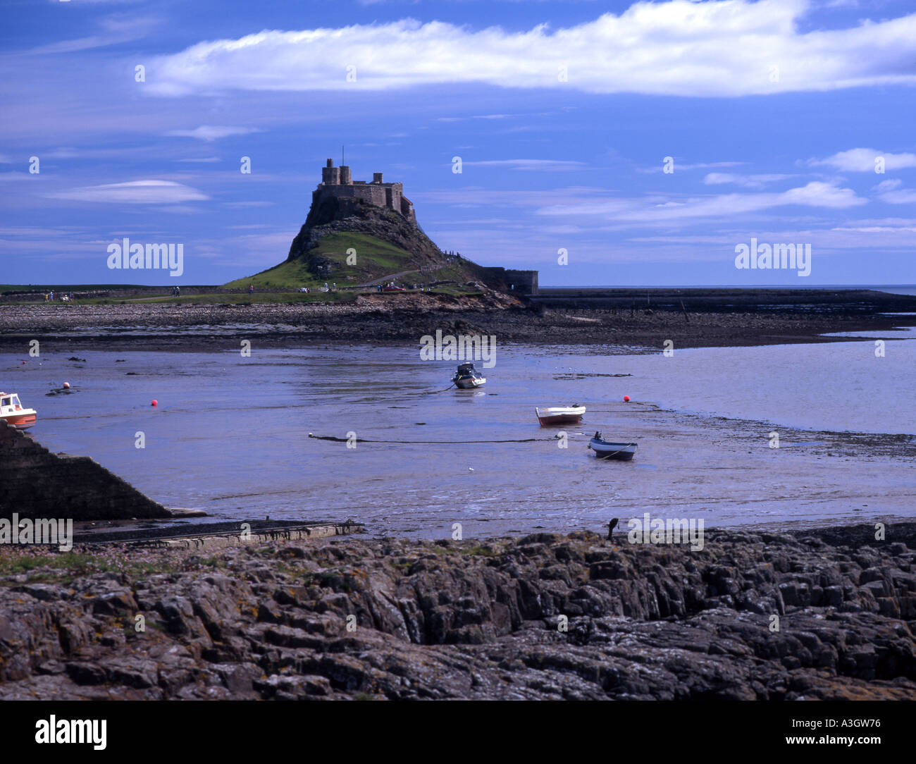 Lindisfarne castle on Holy Island Northumbria England Stock Photo Alamy