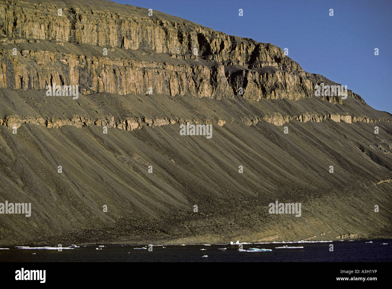 Eroding sea cliff Ellesmere Island Northwest Territory Canada Stock Photo
