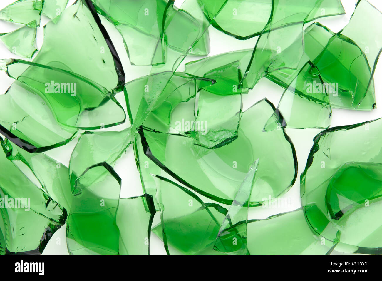 broken green glass pieces Stock Photo - Alamy