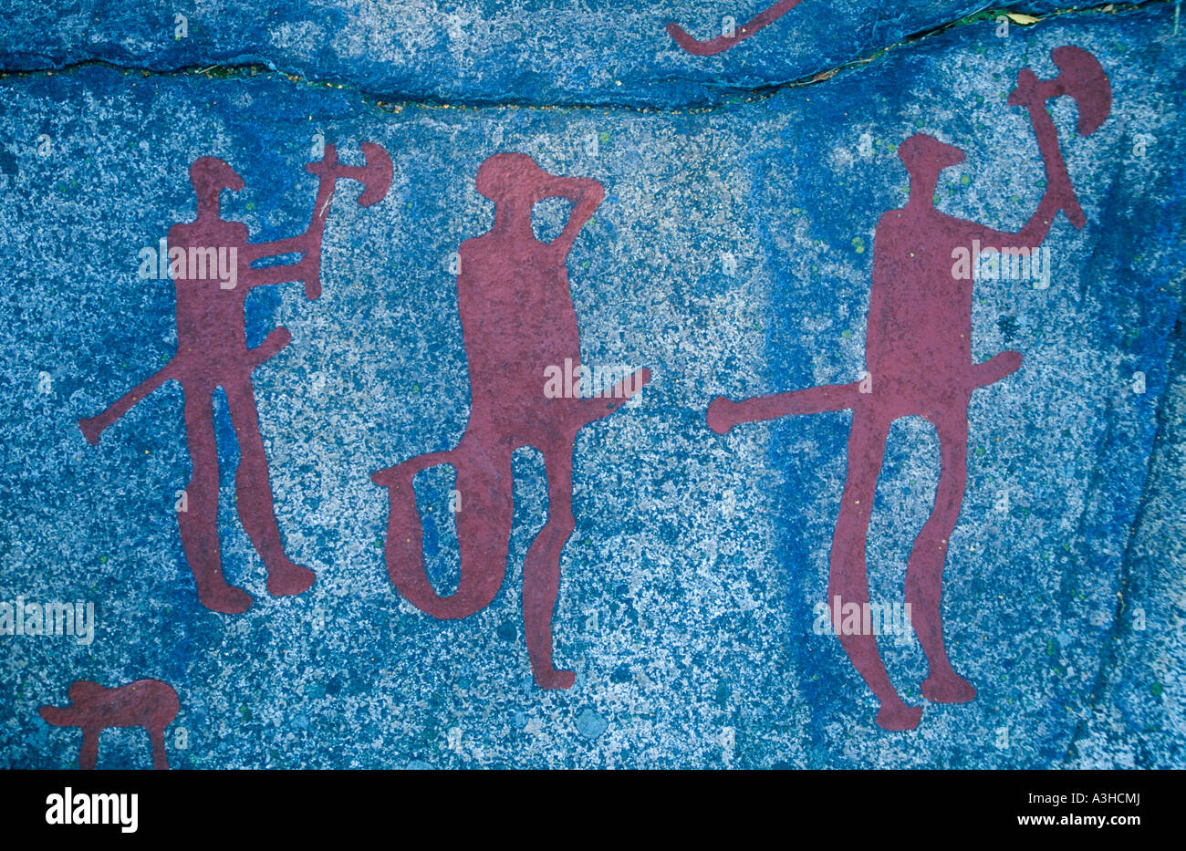 Nordic Bronze Age petroglyphs at Tanumshede in the West of Sweden Stock