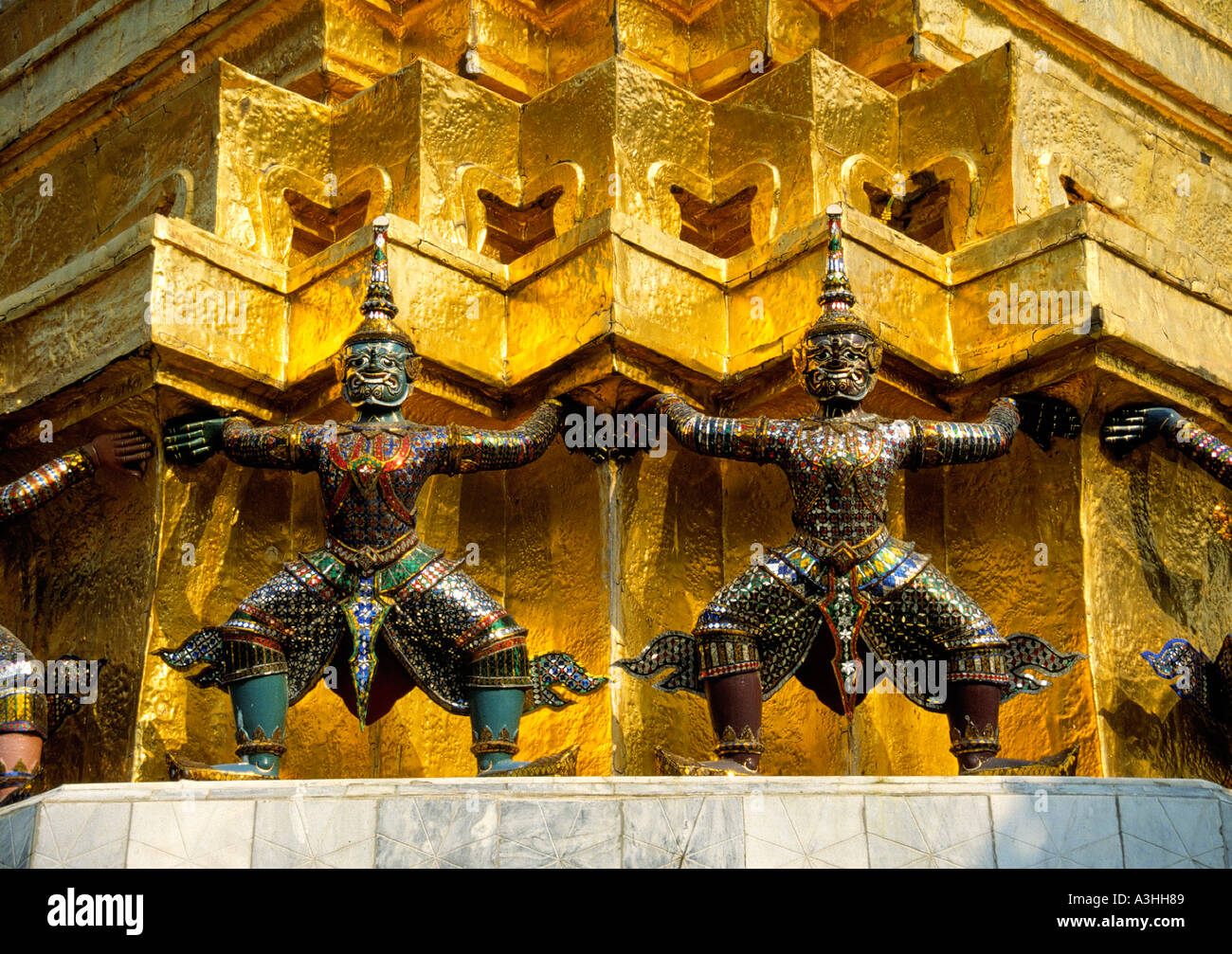 portrait of deities at temple wat phra keo city of bangkok thailand Stock Photo