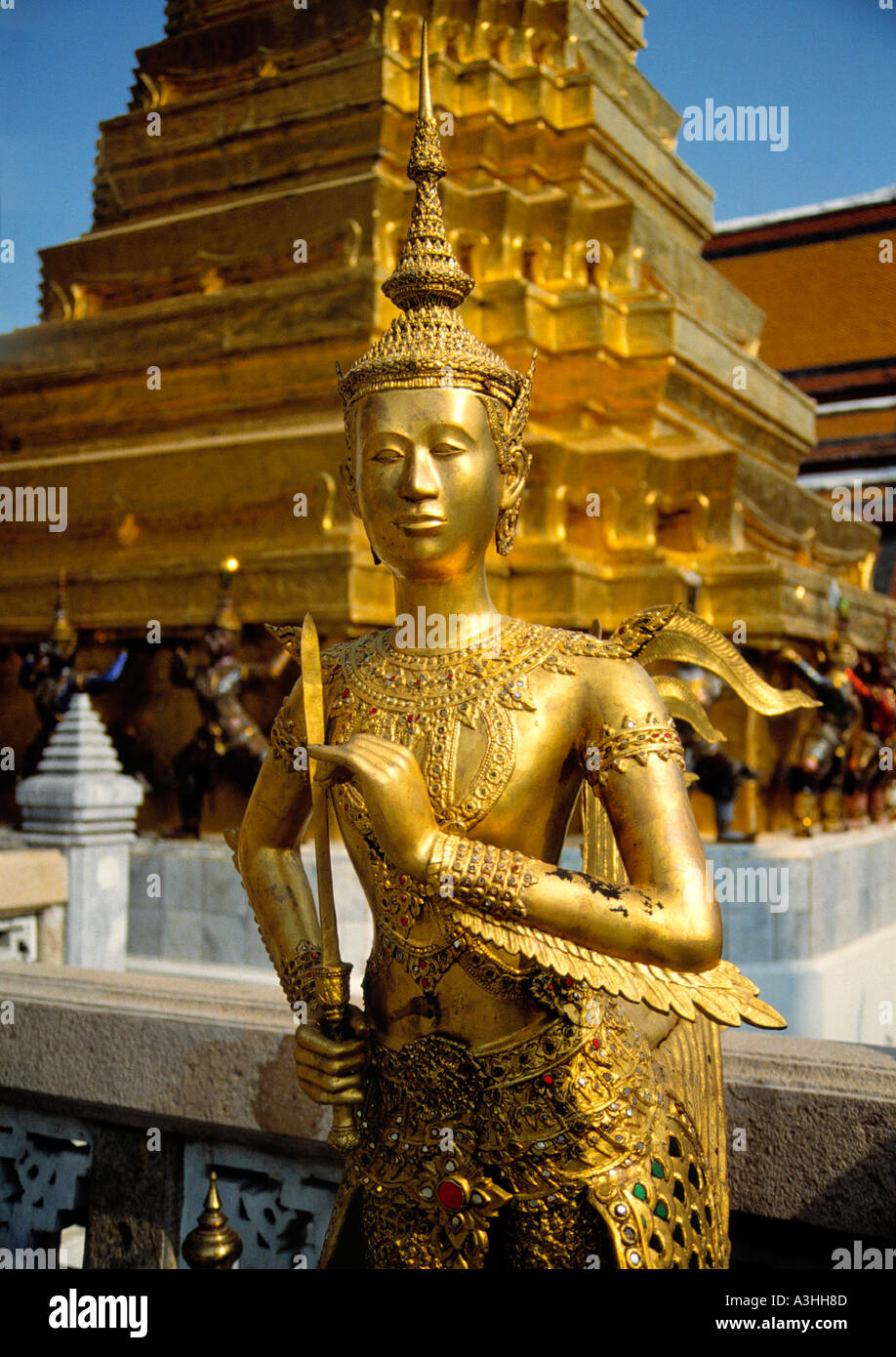 portrait of door keeper at temple wat phra keo city of bangkok thailand Stock Photo