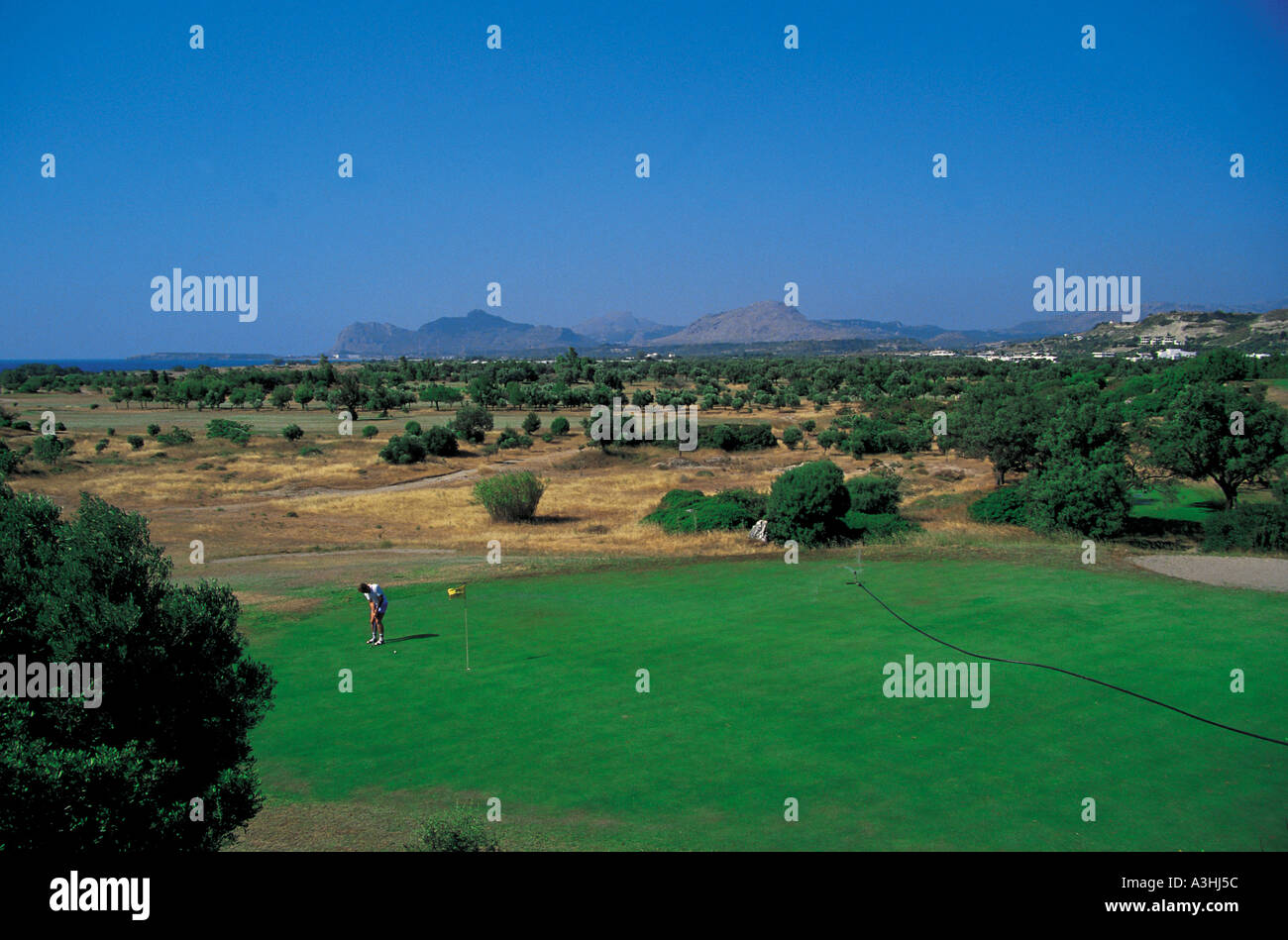irrigated golfcourse near village of faliraki island of rhodes islands