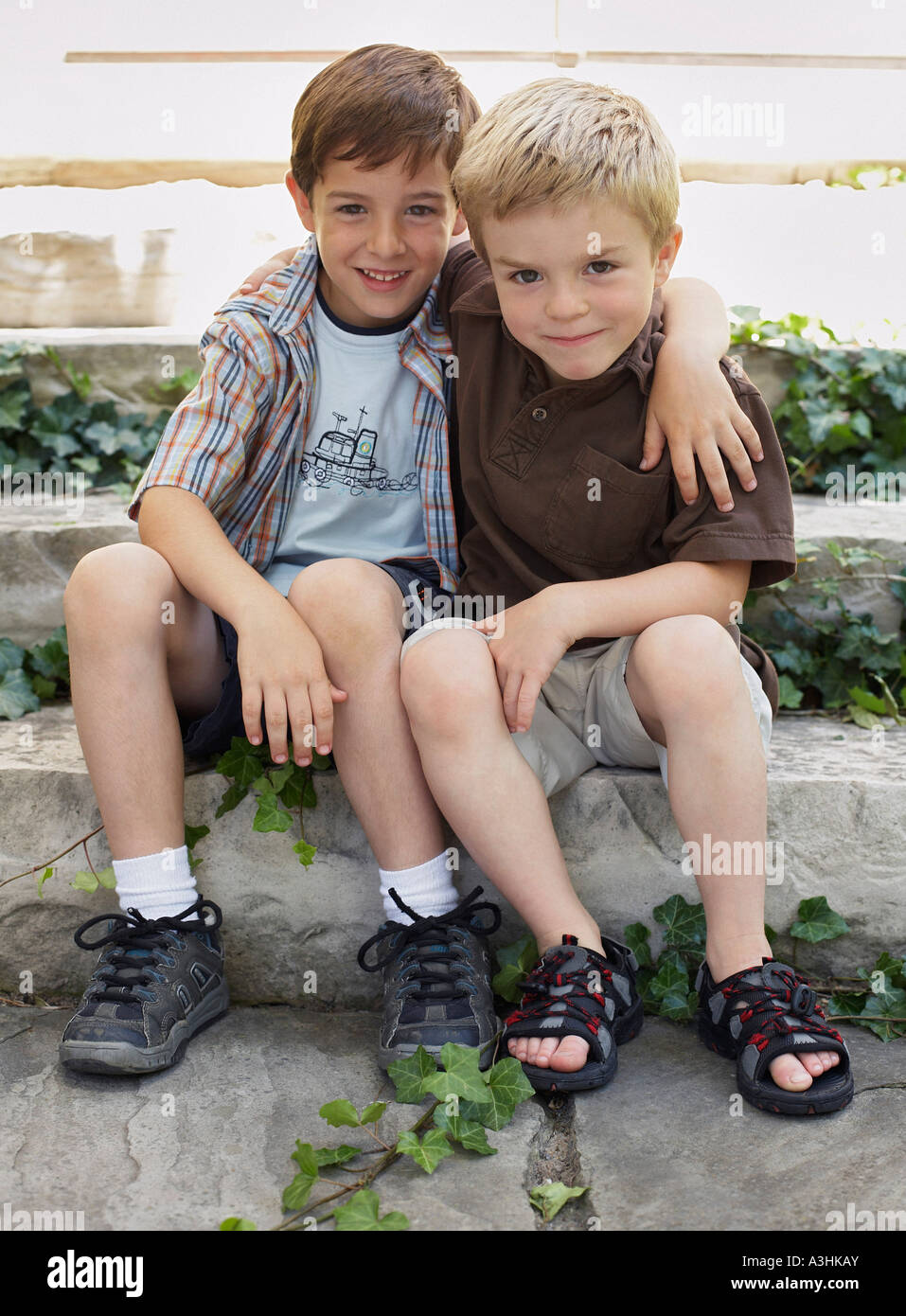 Portrait of Two Boys Stock Photo
