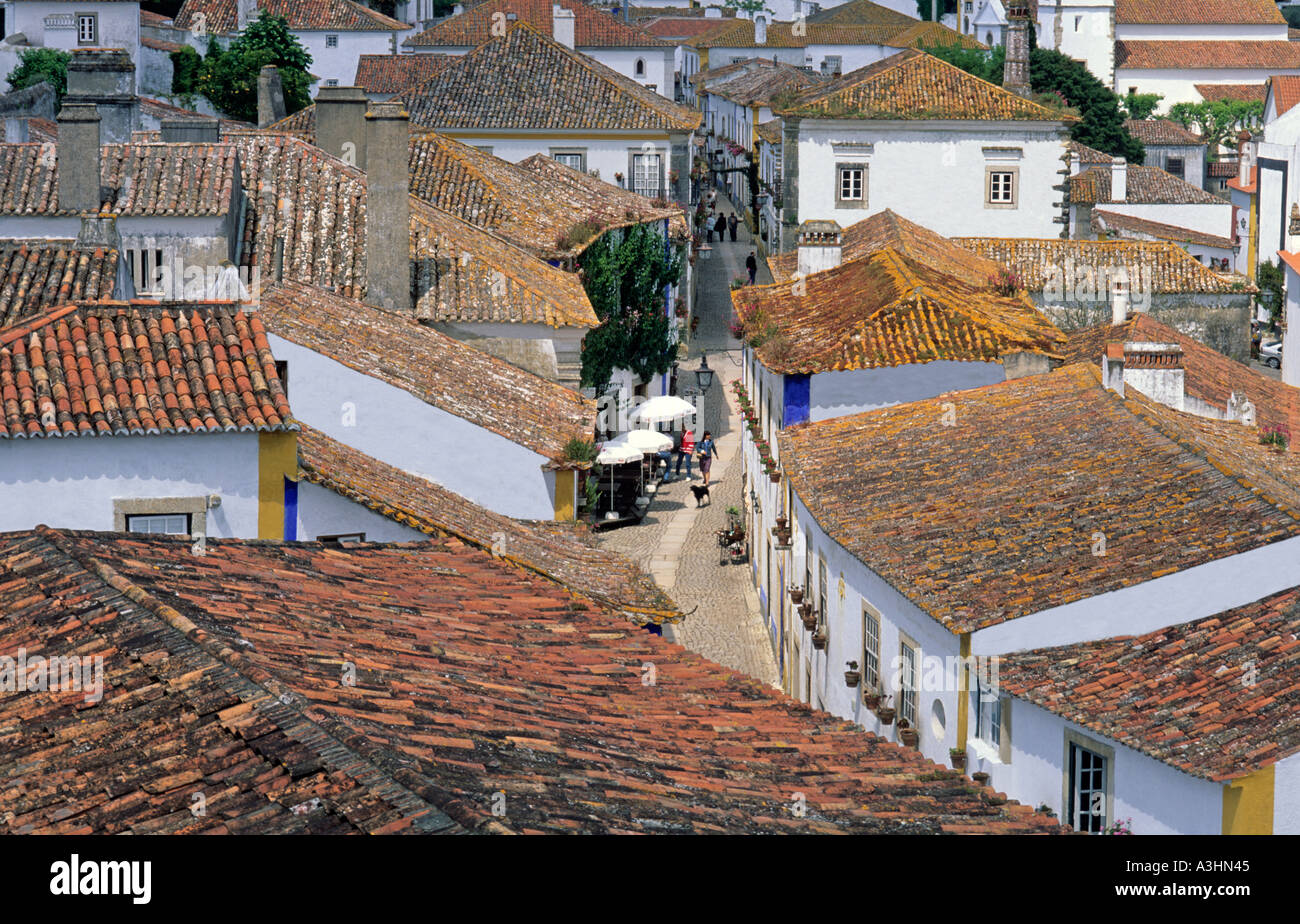 Historic village of Obidos, Obidos, Portugal, Europe Stock Photo