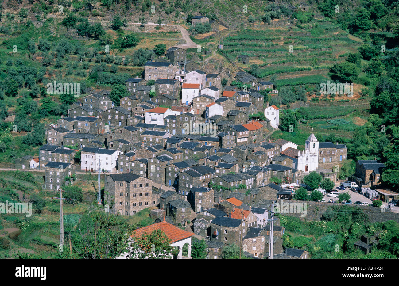 View of the Historical village of Piodão Piodão Serra do Açor Portugal Stock Photo