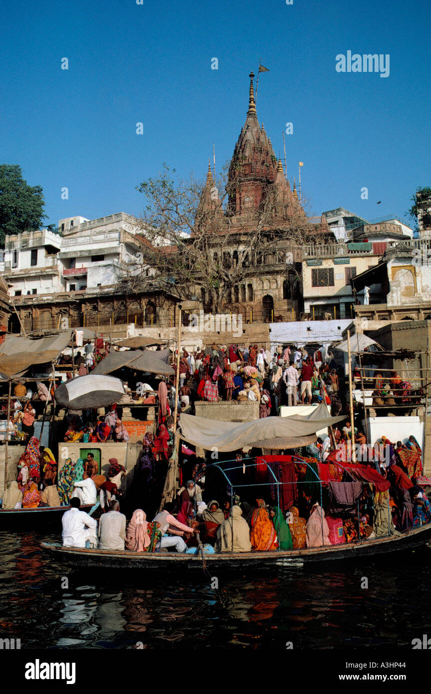 religious bathing at ghat ganga river city of varanasi state of uttar pradesh india Stock Photo