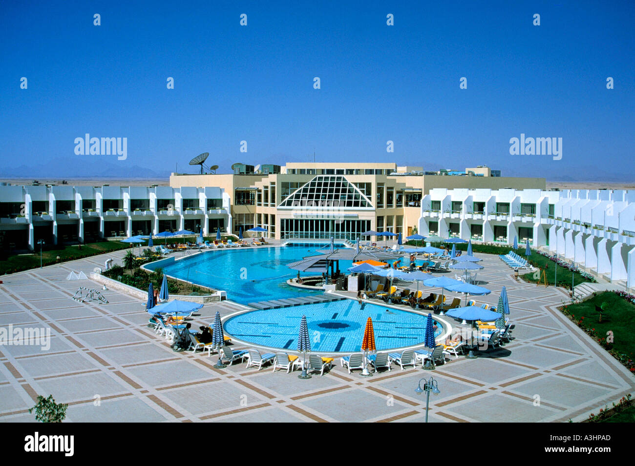 swimmingpool of hotel hilton resort of hurghada egypt editorial use only Stock Photo