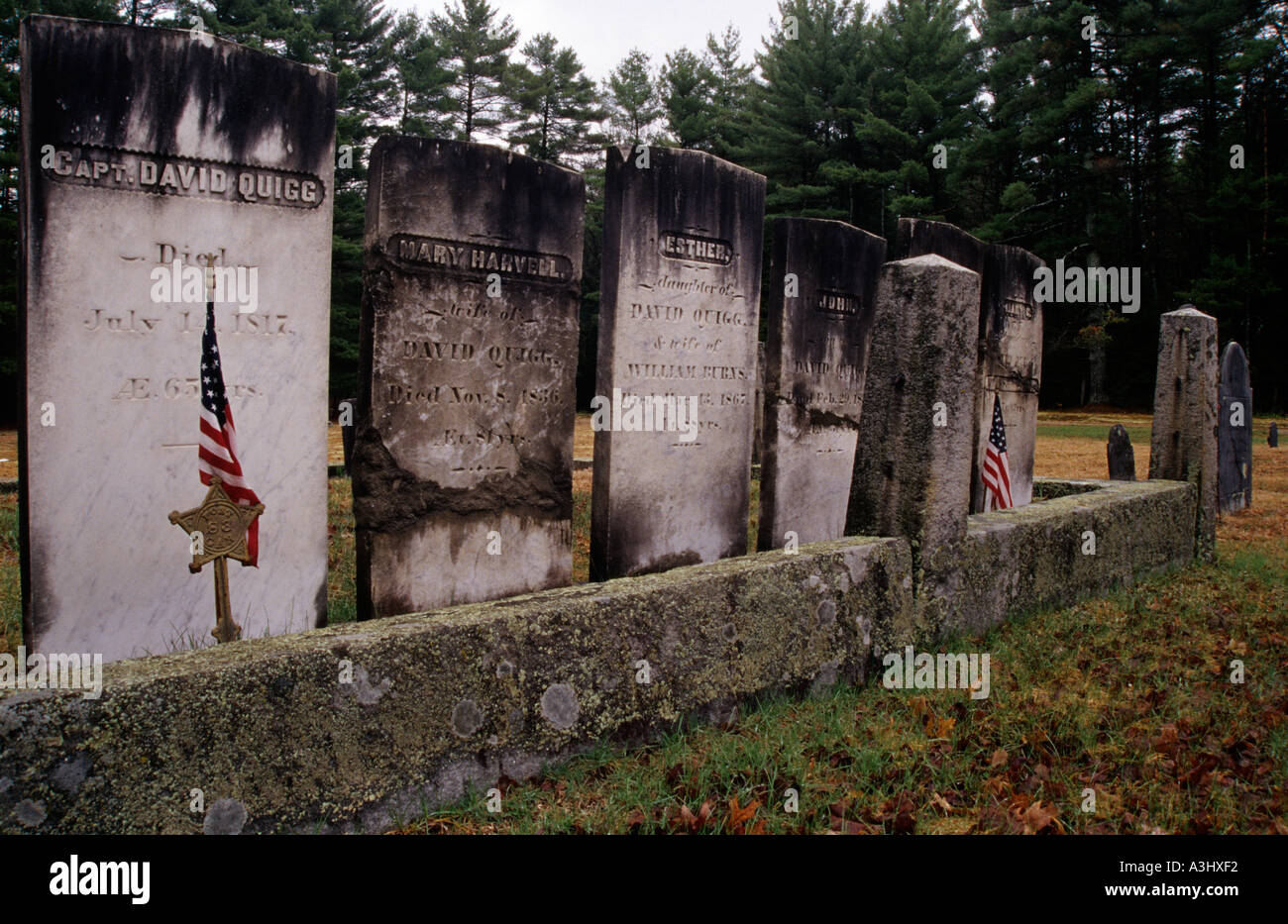 Headstones in an Old Historical Graveyard in New England Stock Photo ...