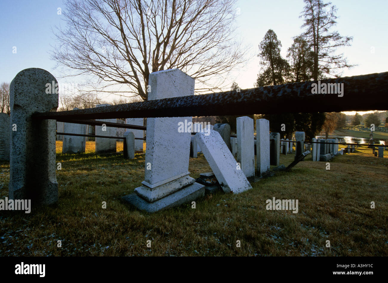 Headstones in an Old Historical Graveyard in New England Stock Photo ...