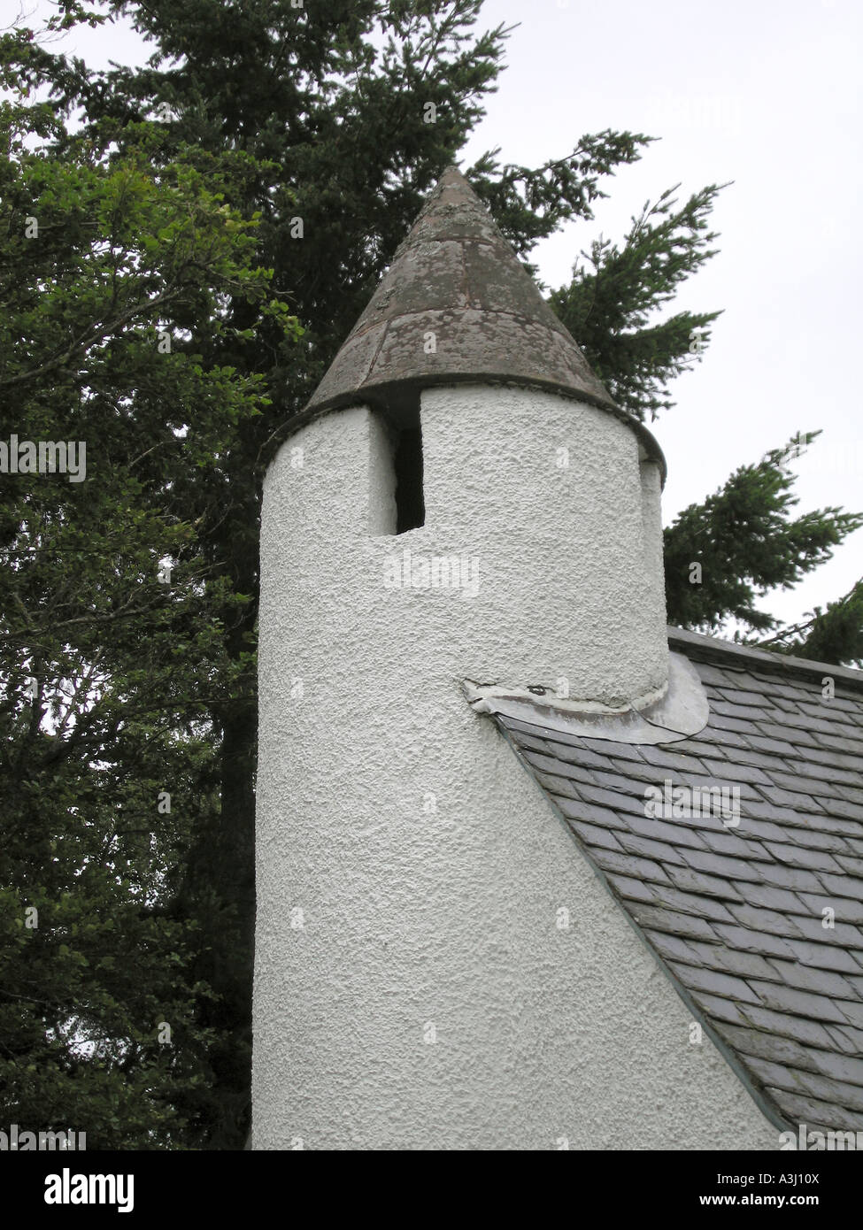Tower steeple detail on old Scots church Stock Photo