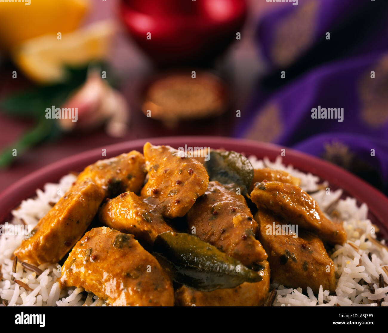 Indian food Chicken Curry with rice Stock Photo - Alamy