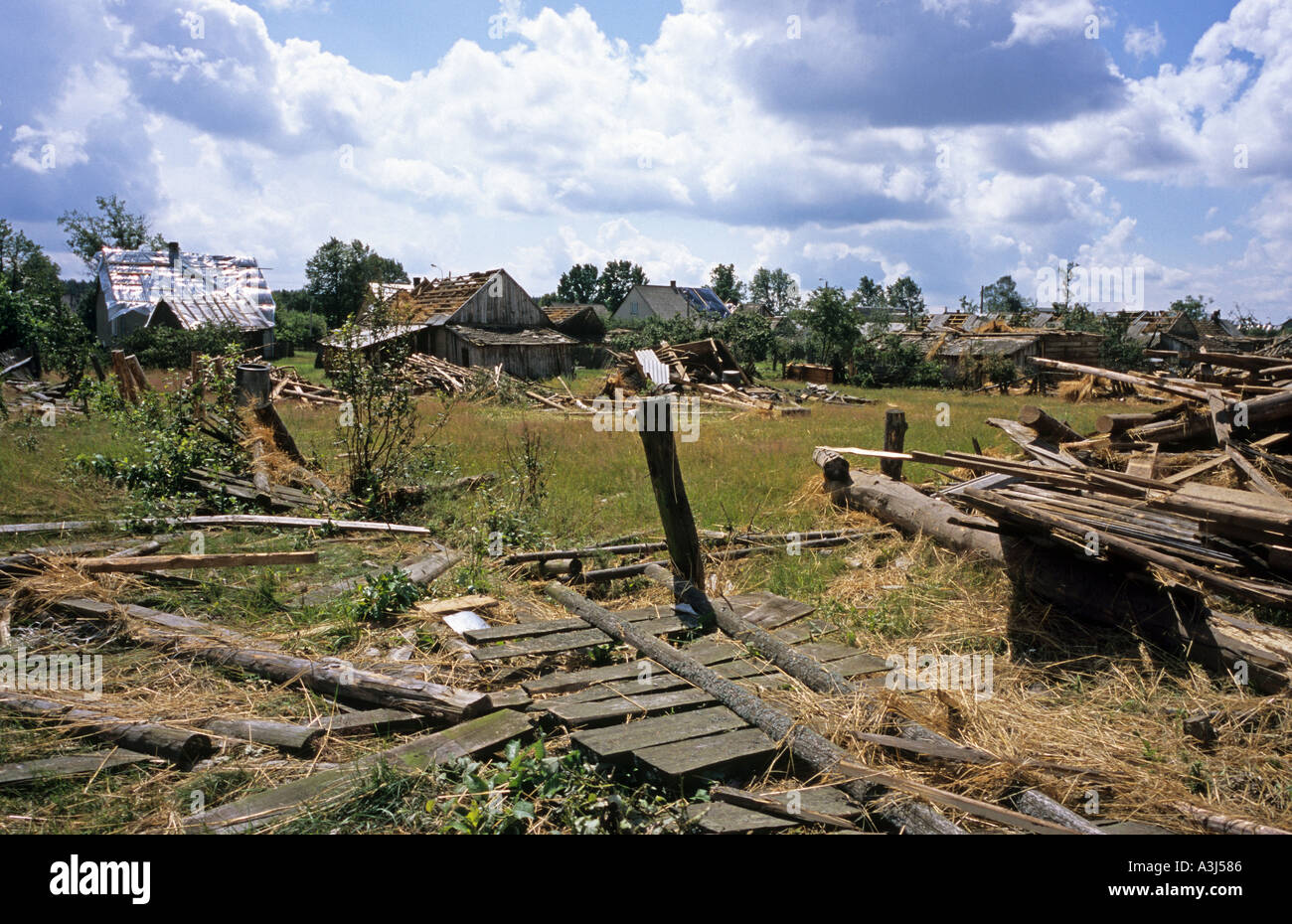 Poland Europe Jelonka village flattened by violent wind in July 2004 Stock Photo
