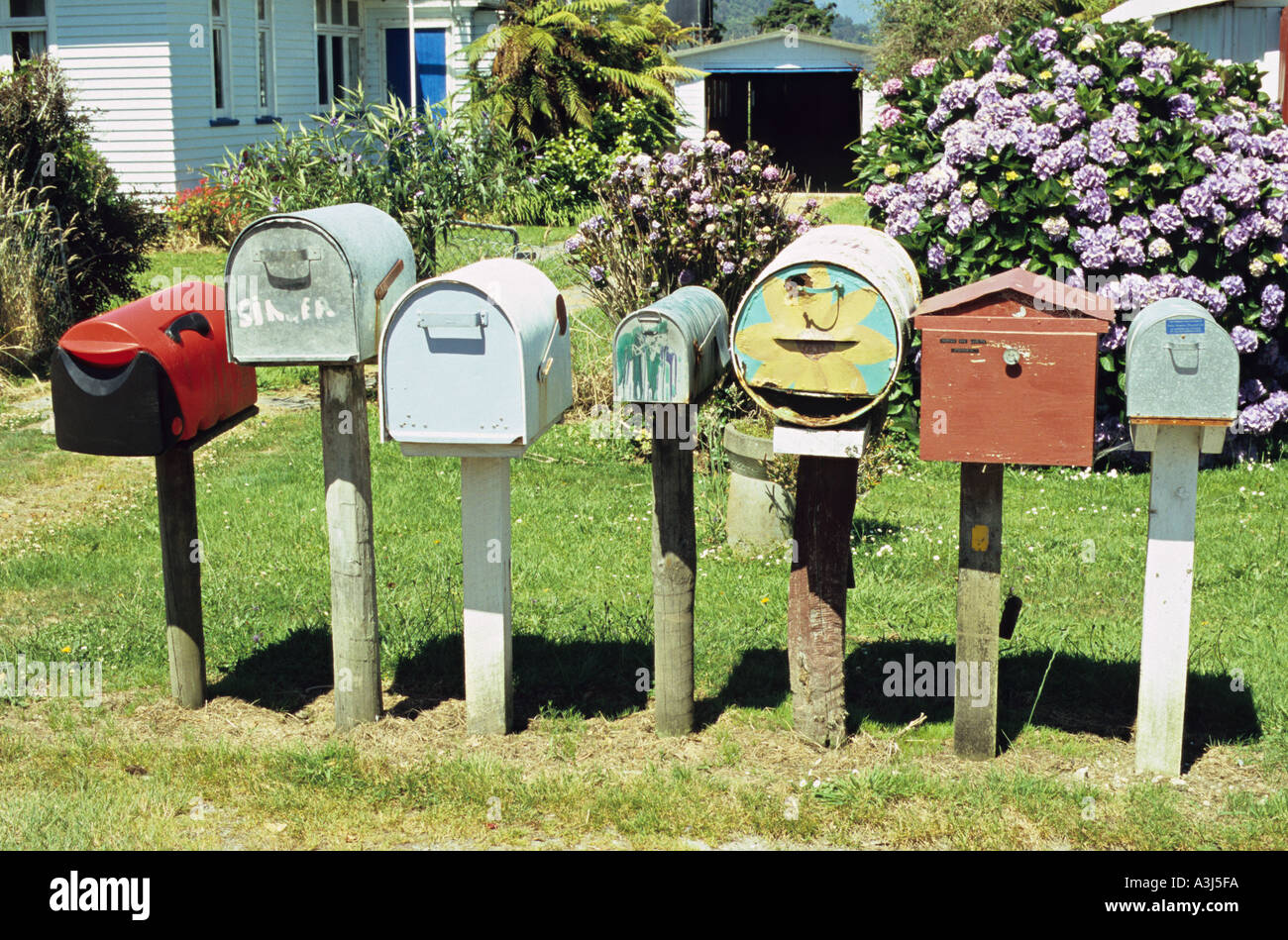 Letter Boxes in New Zealand South Island Stock Photo