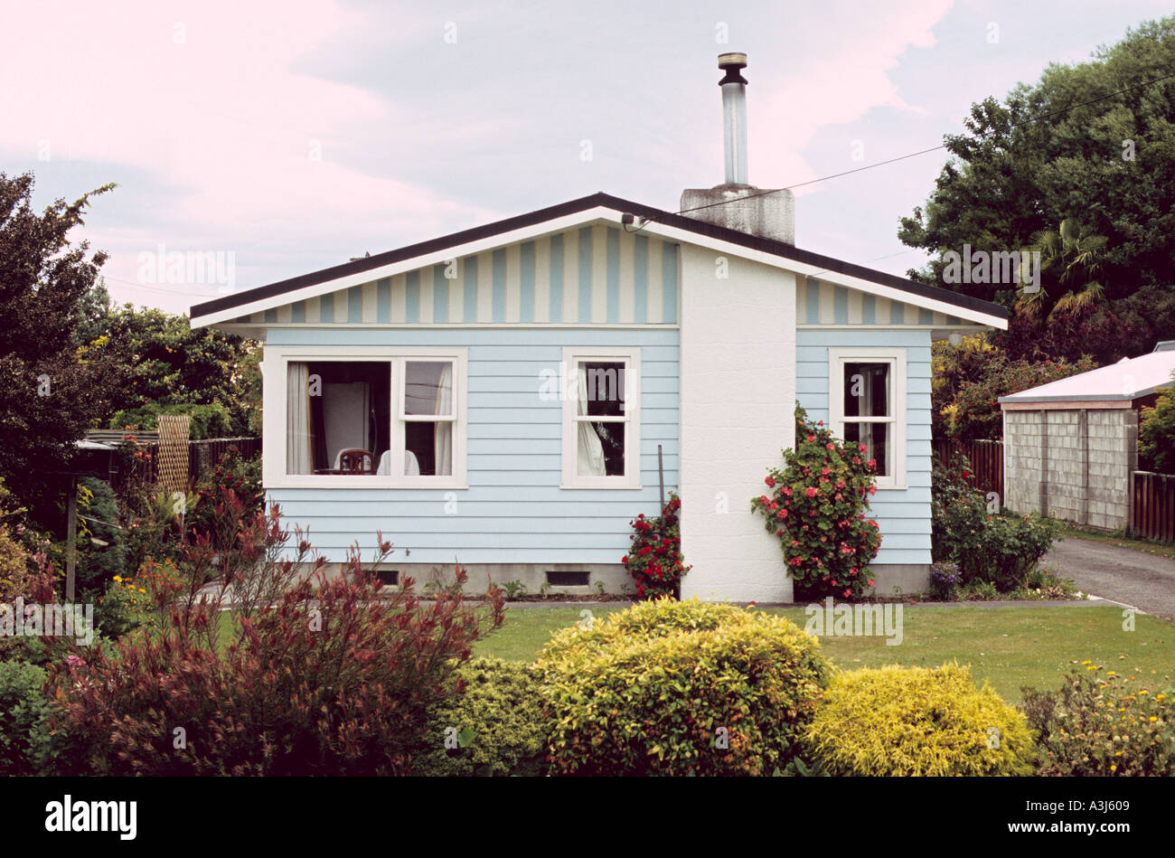 Typical one family dwelling in New Zealand North Island Masterton Stock Photo
